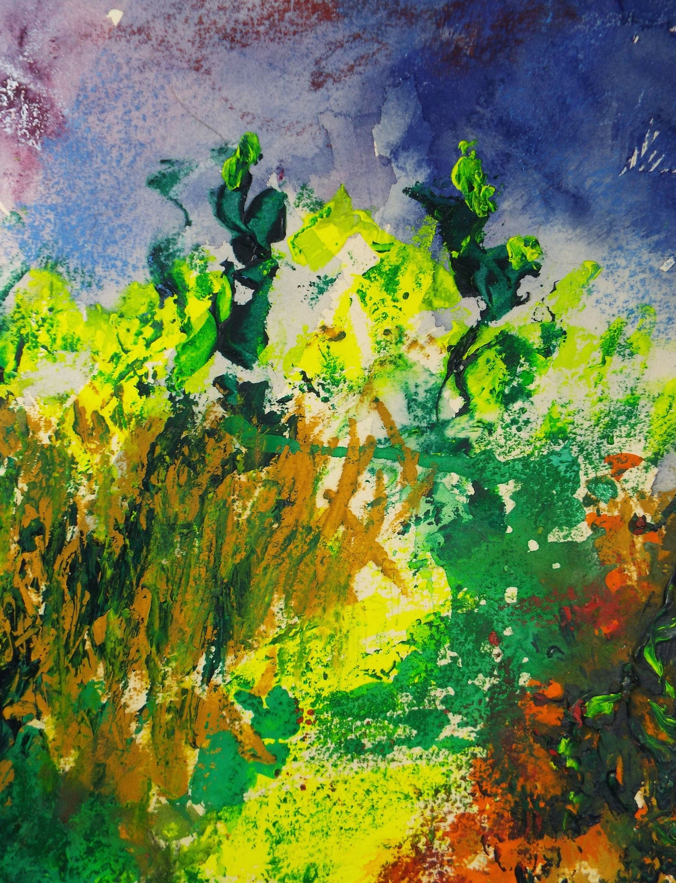 Original Watercolour & Gouache, 'Abstract Landscape', 1990s, Reginald Flint (20th Century)