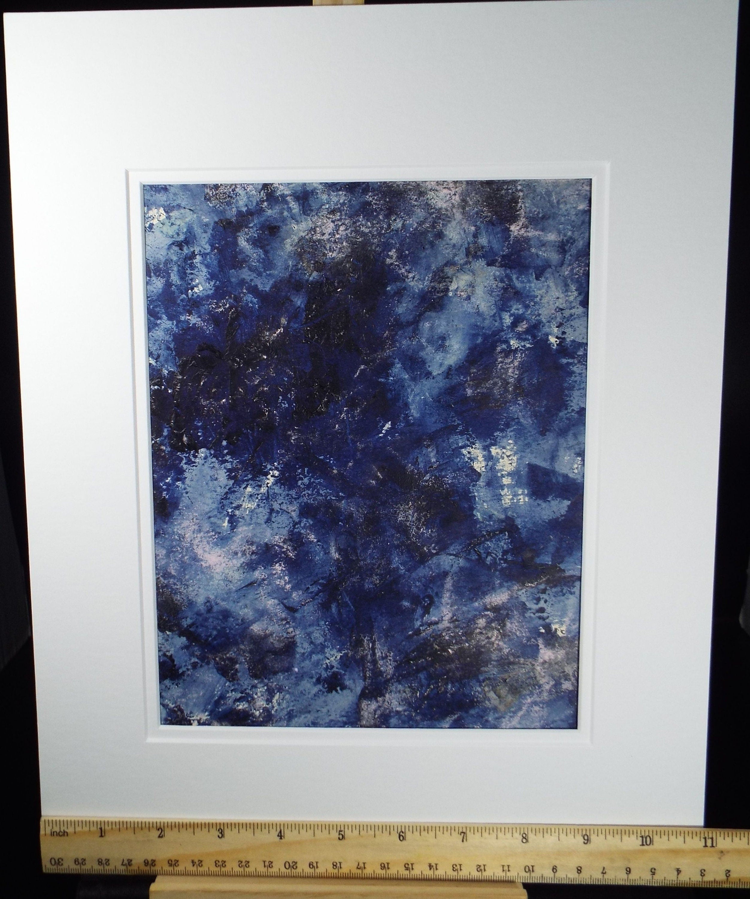 Original Watercolour & Gouache, 'Abstract in Blue', 1990s, Reginald Flint (20th Century)