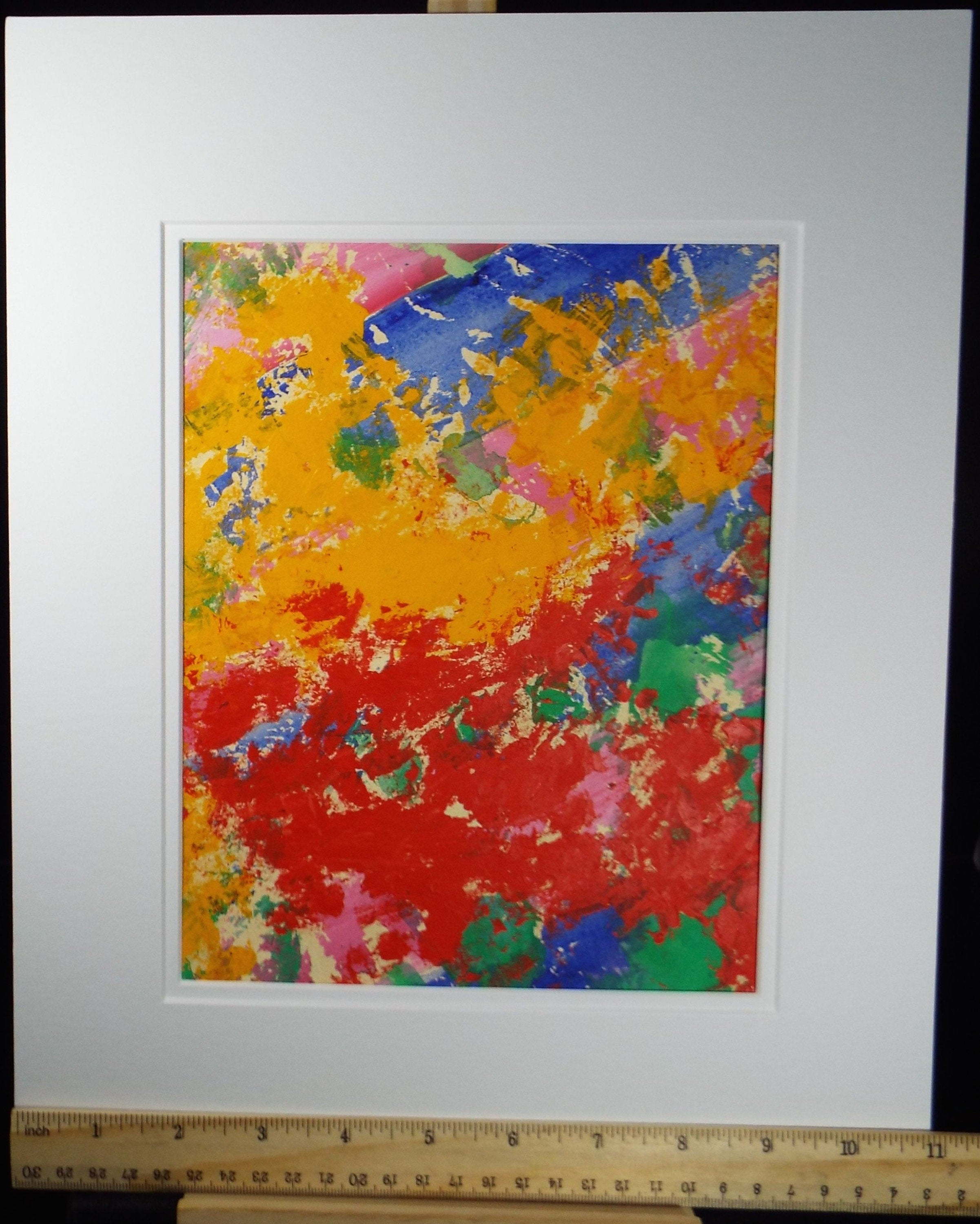 Original Watercolour & Gouache, 'Abstract in Red and Yellow', 1990s, Reginald Flint (20th Century)