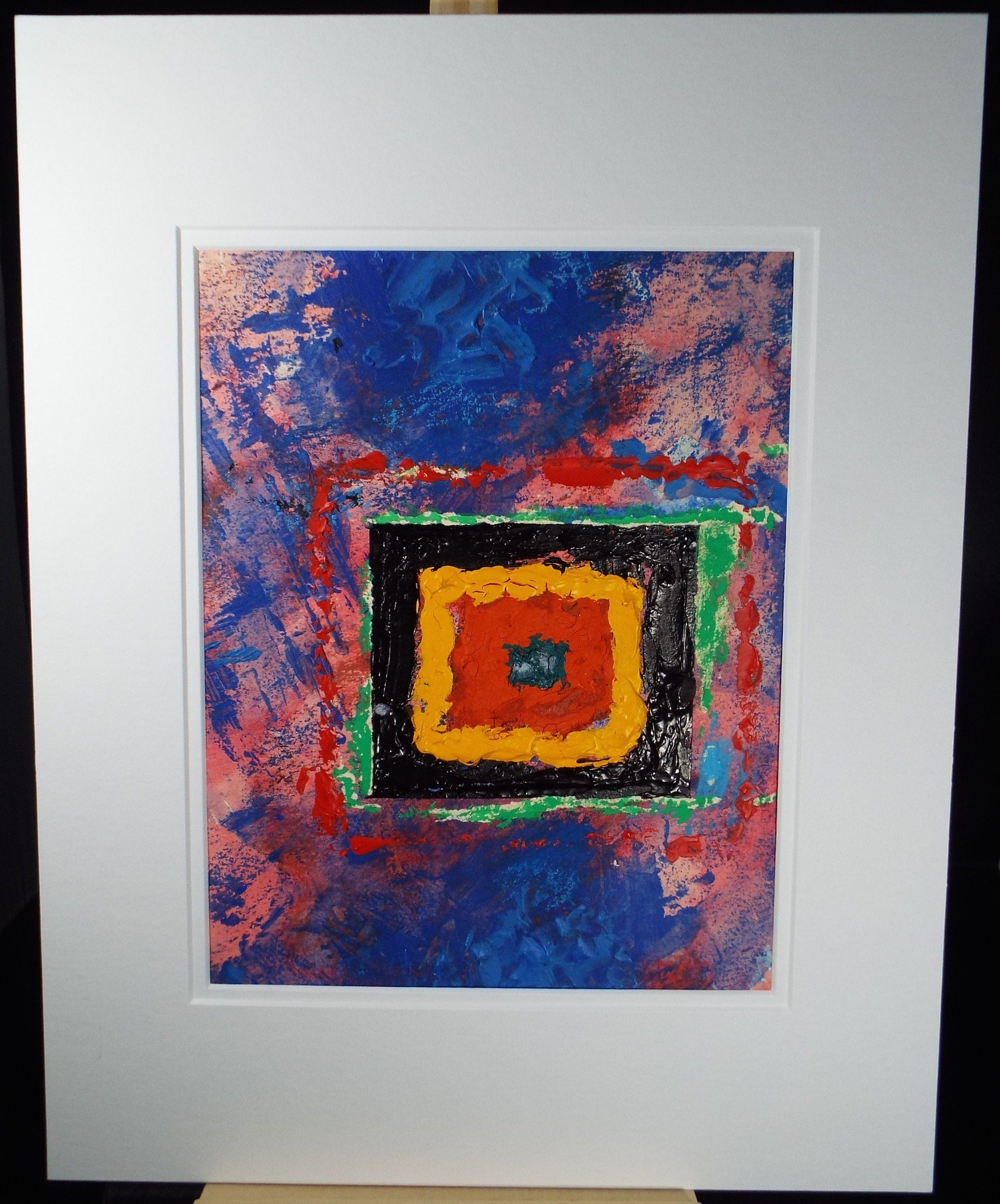 Original Watercolour & Gouache, 'Square Abstract Form', 1990s, Reginald Flint (20th Century)