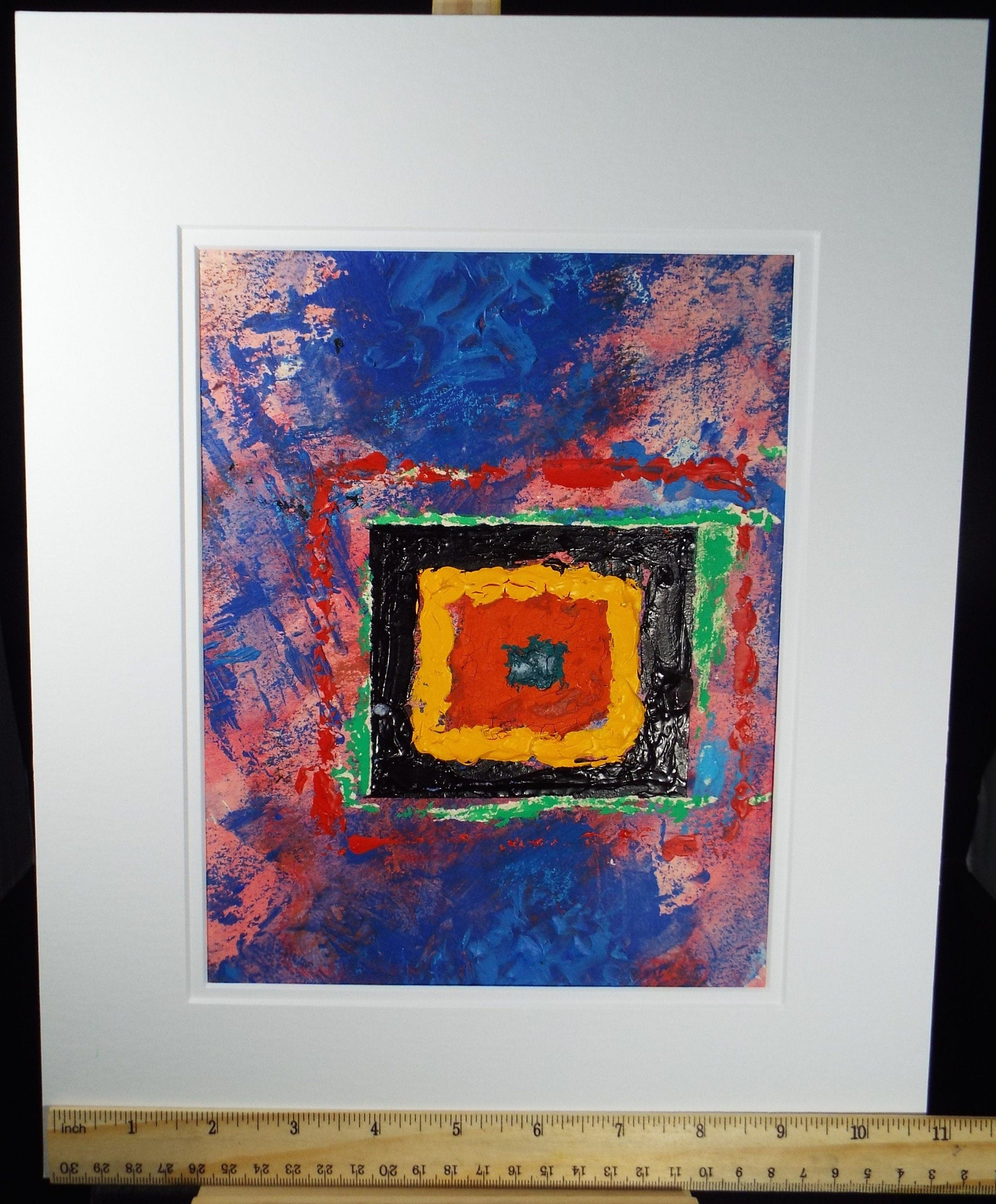 Original Watercolour & Gouache, 'Square Abstract Form', 1990s, Reginald Flint (20th Century)