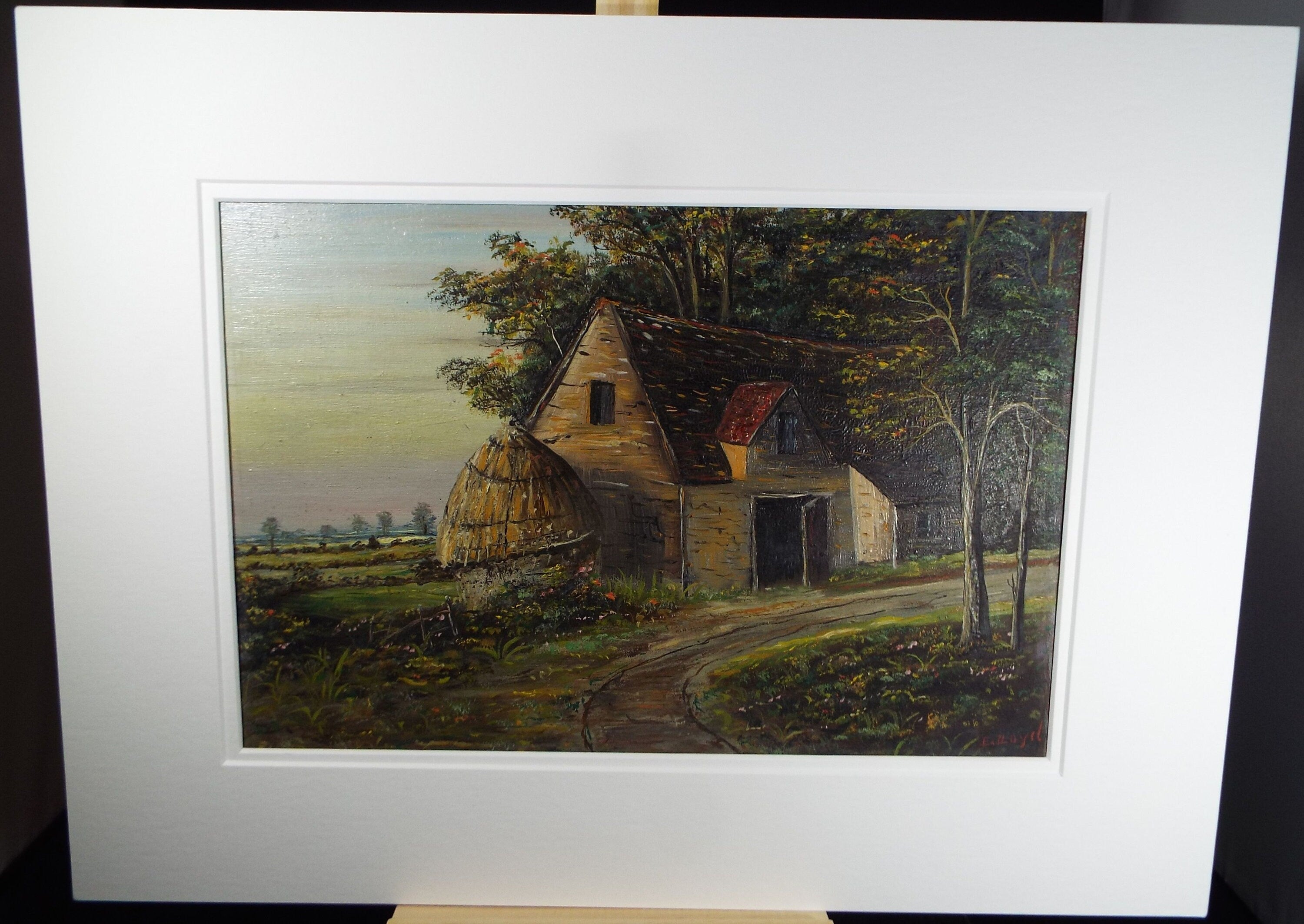 Original Oil on Board 'Cottage & Barn in the Woods', Early 20th Century
