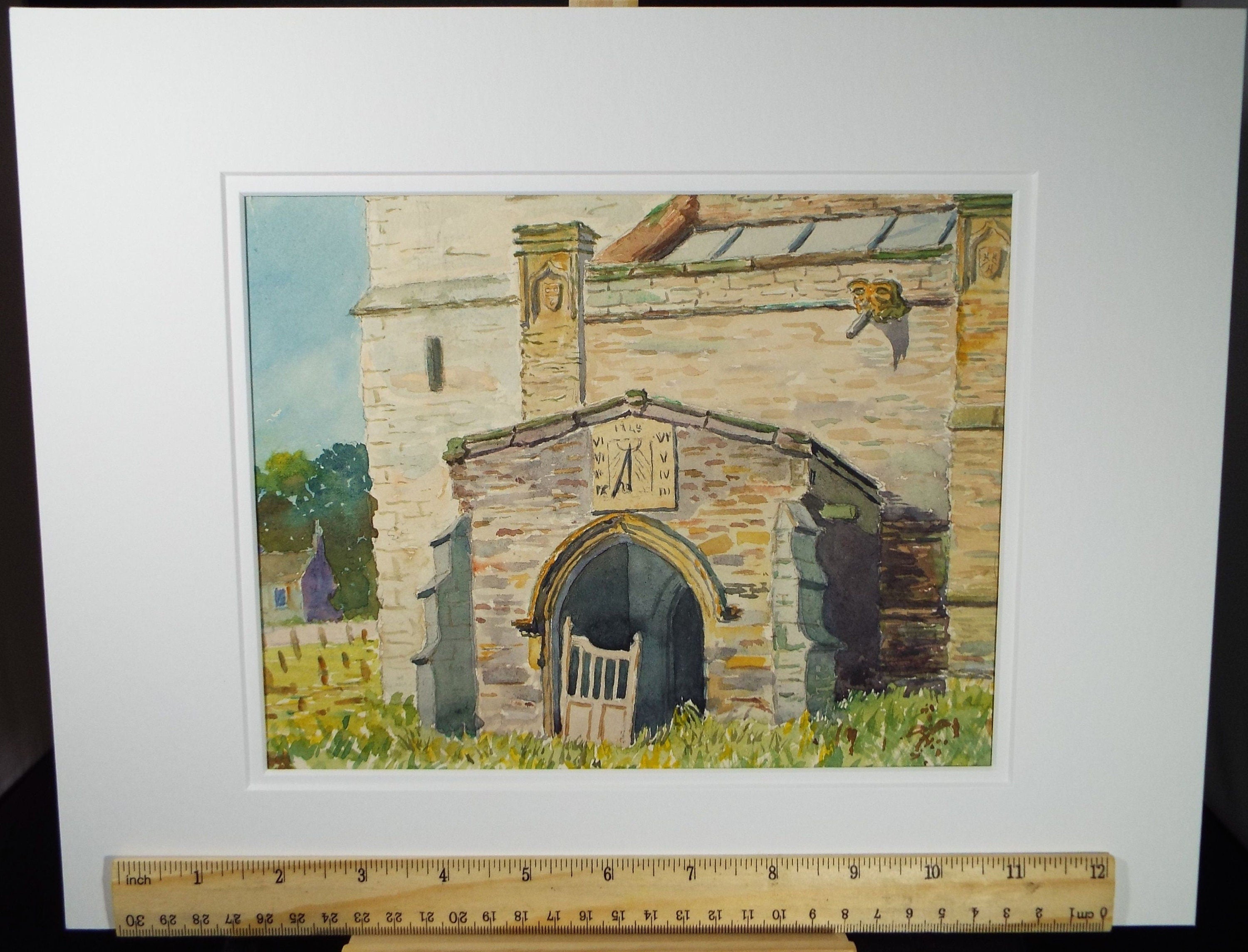 Original Watercolour, 'Wensley Church' 1898, Artist Unknown