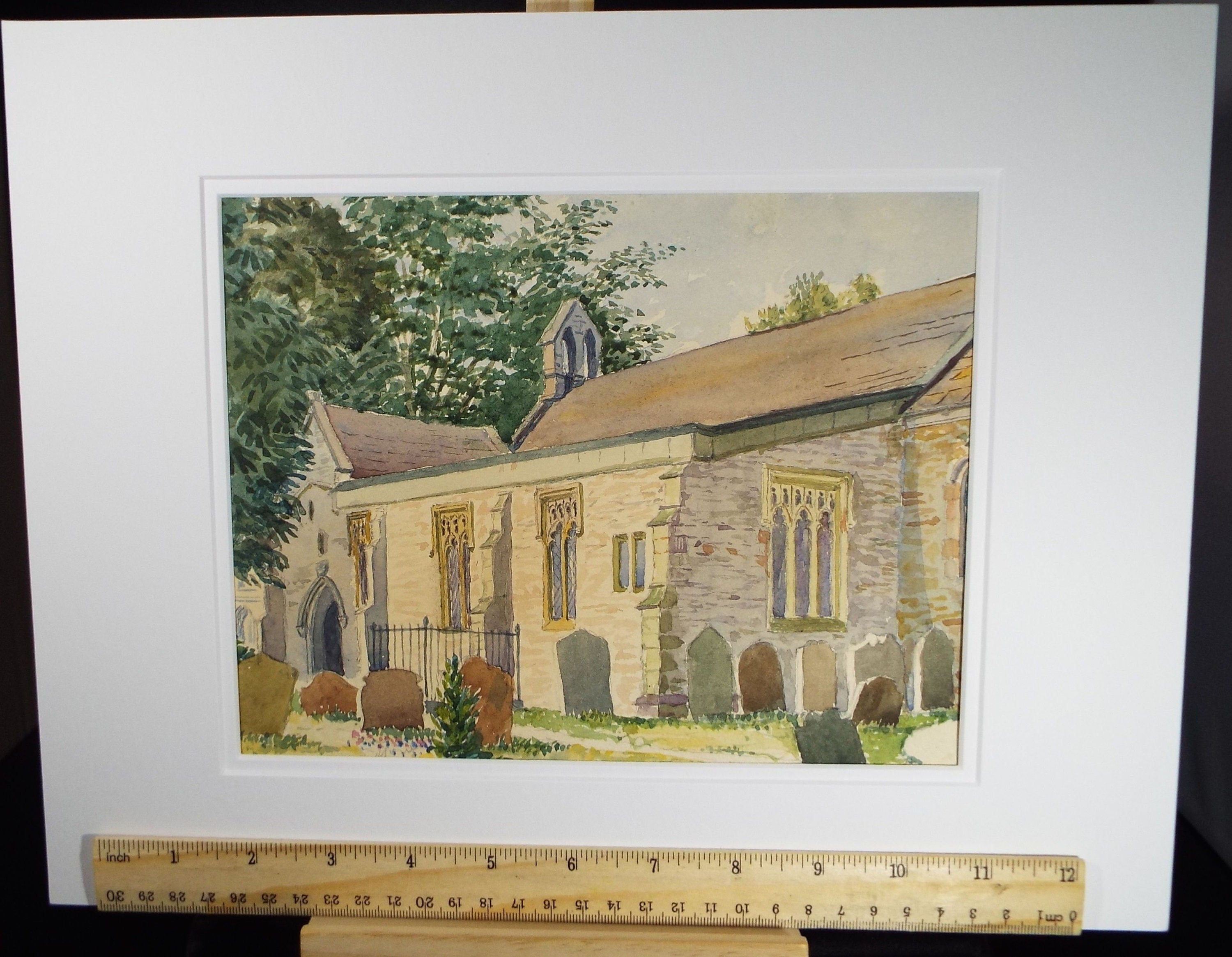 Original Watercolour, Easby Abbey', 1903, Artist Unknown