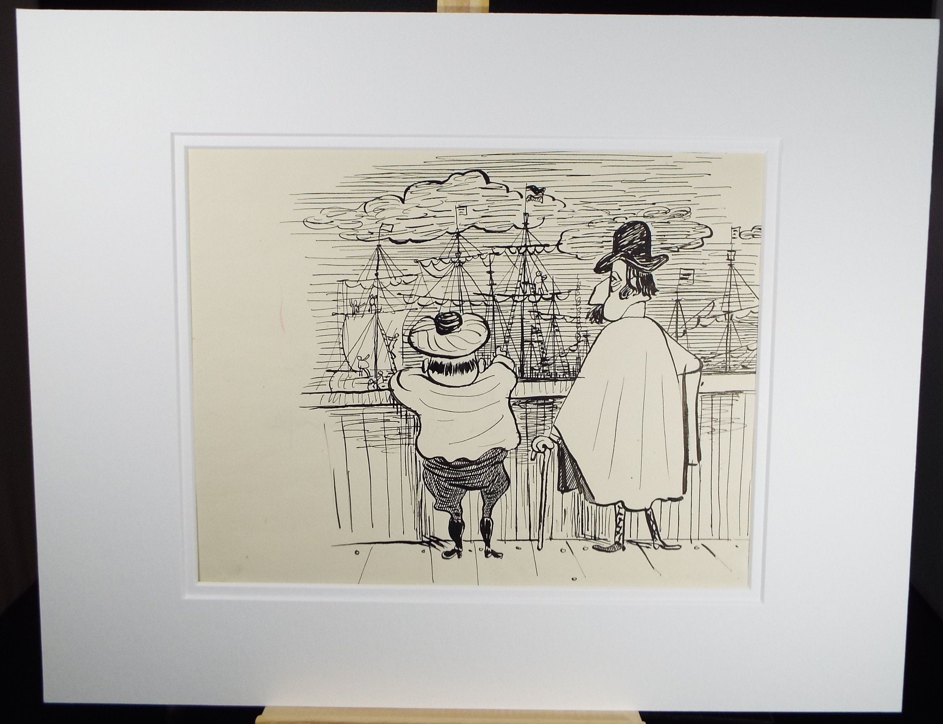 Original Pen and ink, 'I see no Ships', circa 1970's, Herbert Scheurich (German)