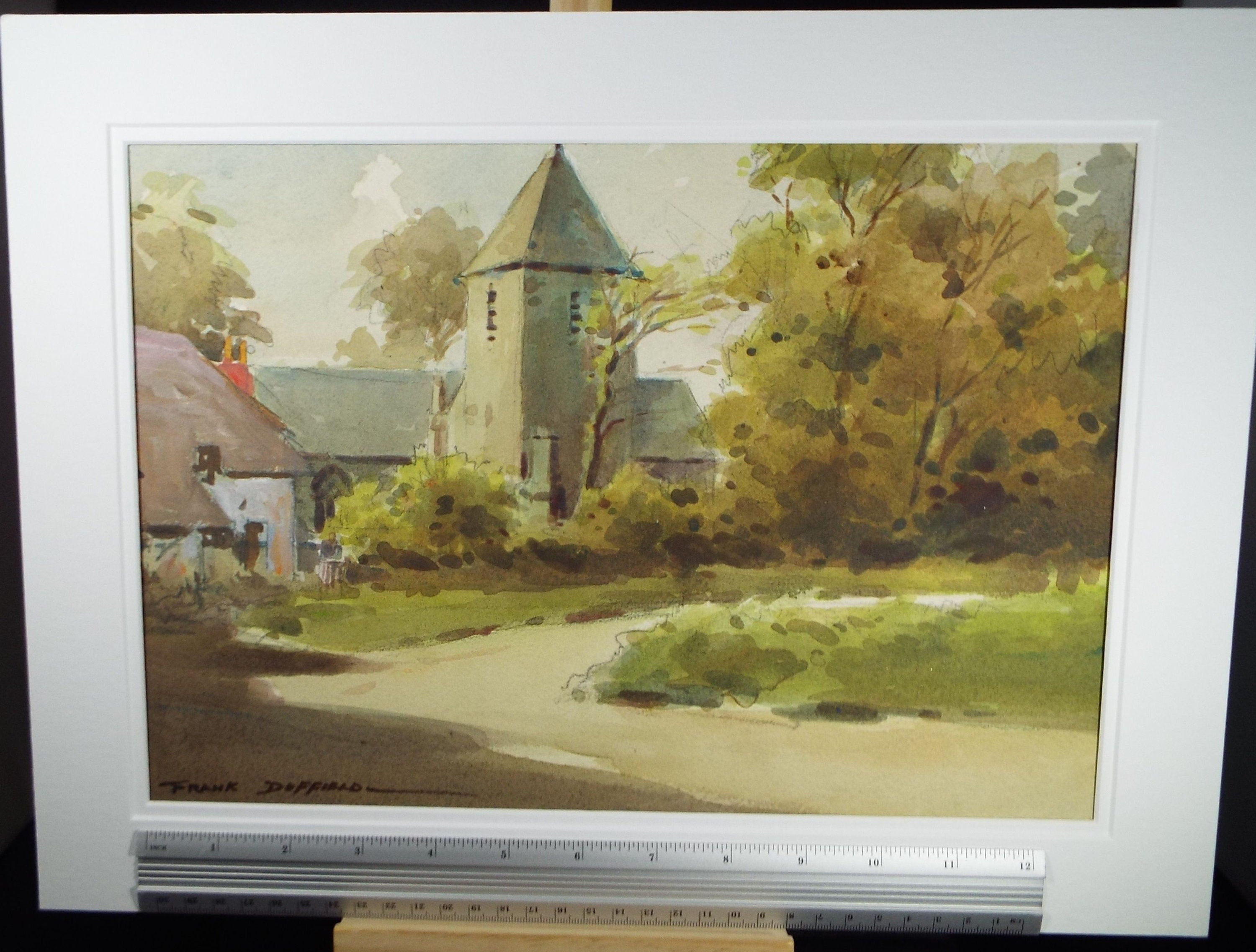 Original Watercolour, 'Village Church', 1960's, Frank Duffield (1901-1982)