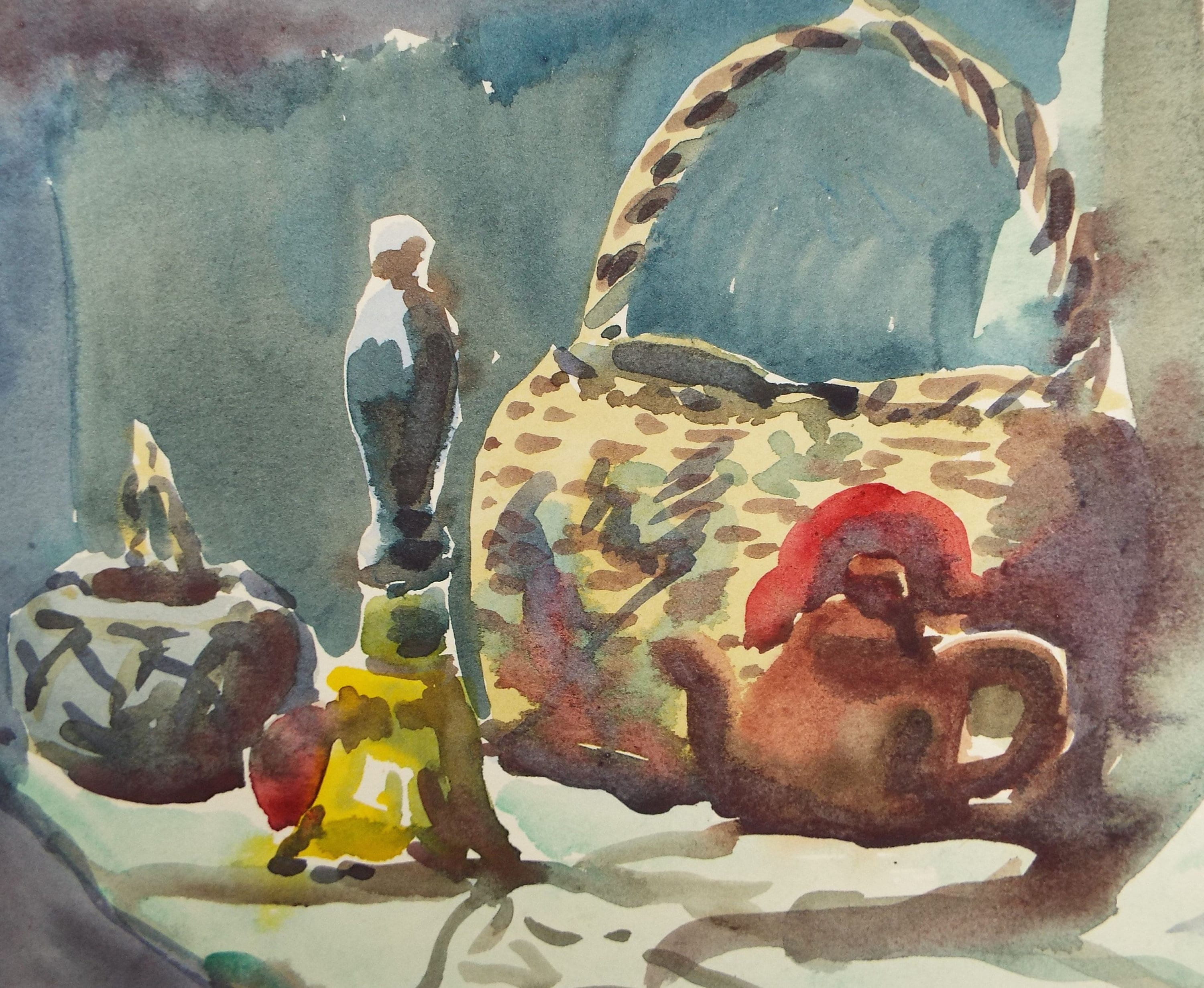 Original Watercolour, 'Still Life', circa 1940s, Charles Frederick Way 1906-1981