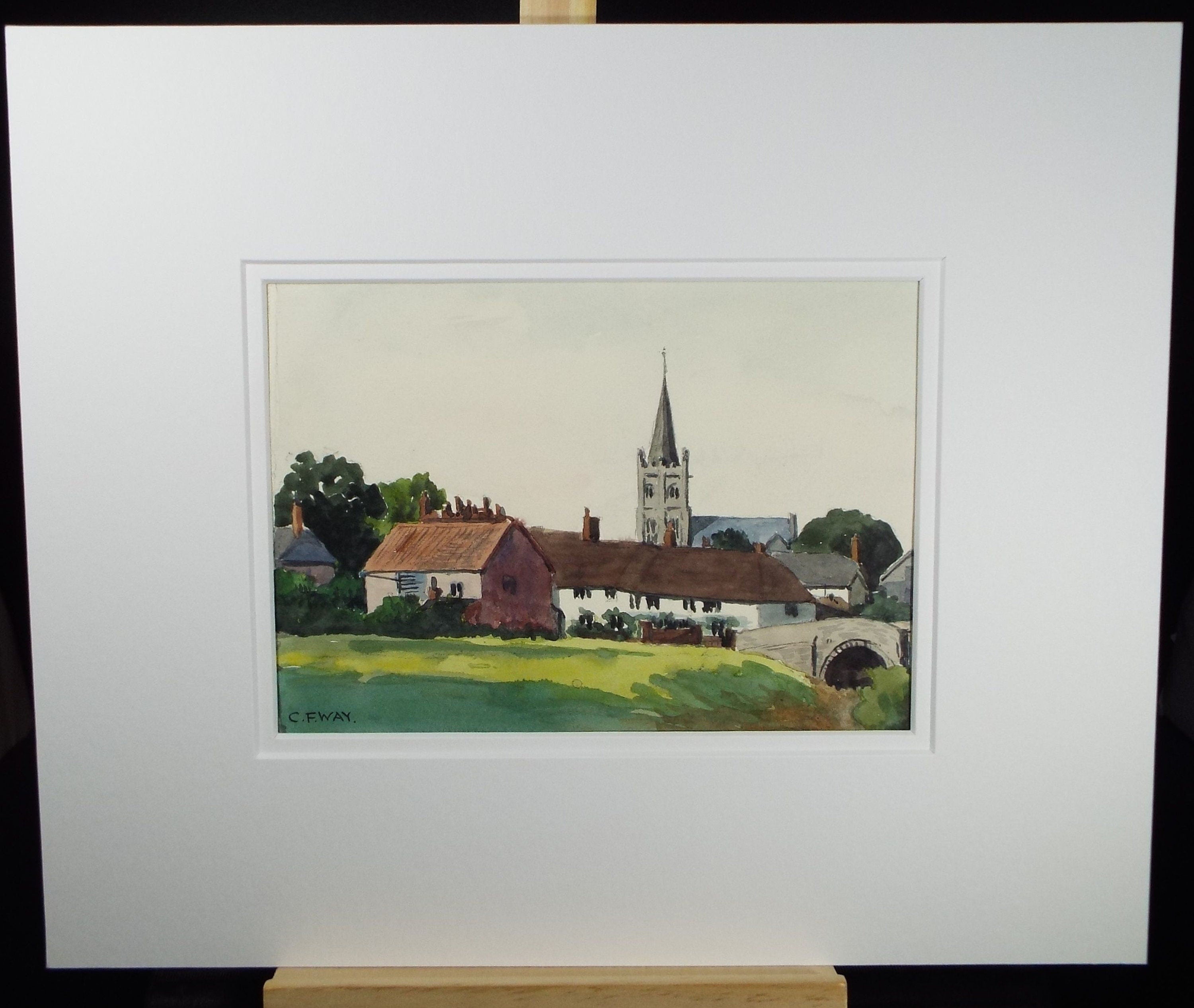 Original Watercolour,'Sidbury, Evening', 1933, Charles Frederick Way (1906-1981)