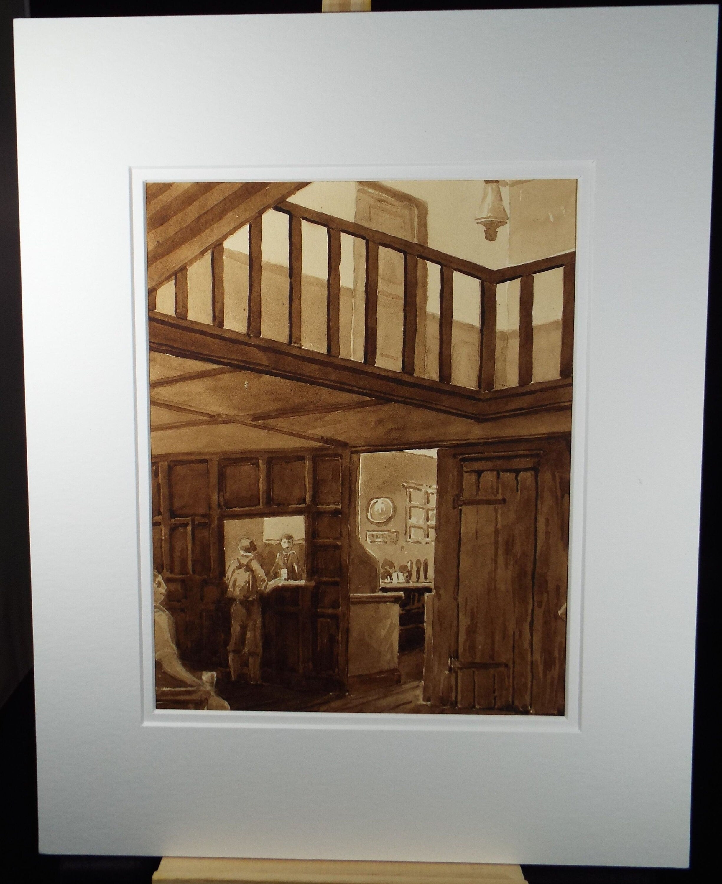 Original Watercolour, 'Village Scene', Mid 20th Century, T.R Ellingham