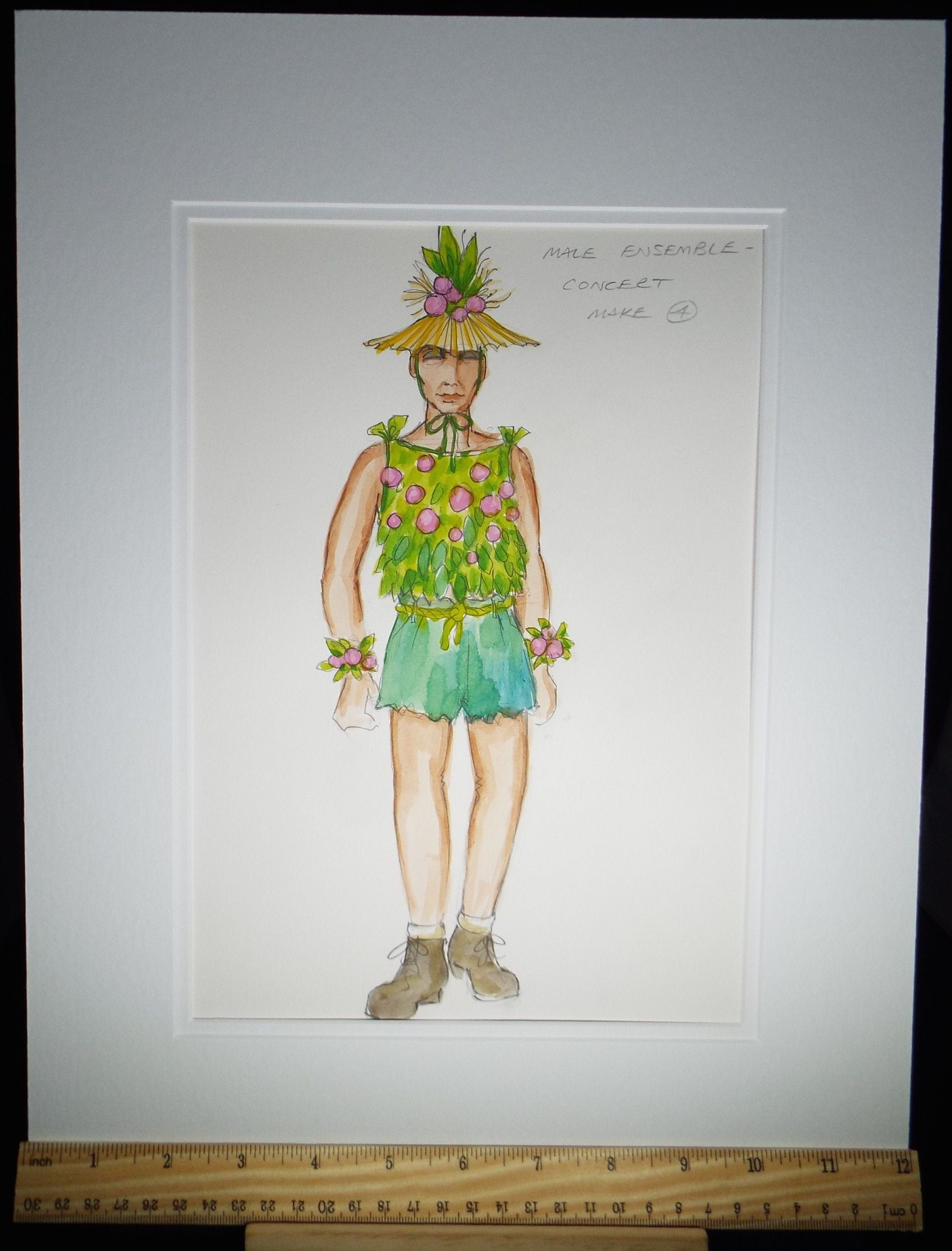Original Watercolour, 'South Pacific - Male Ensemble', 1988, Terry Parsons