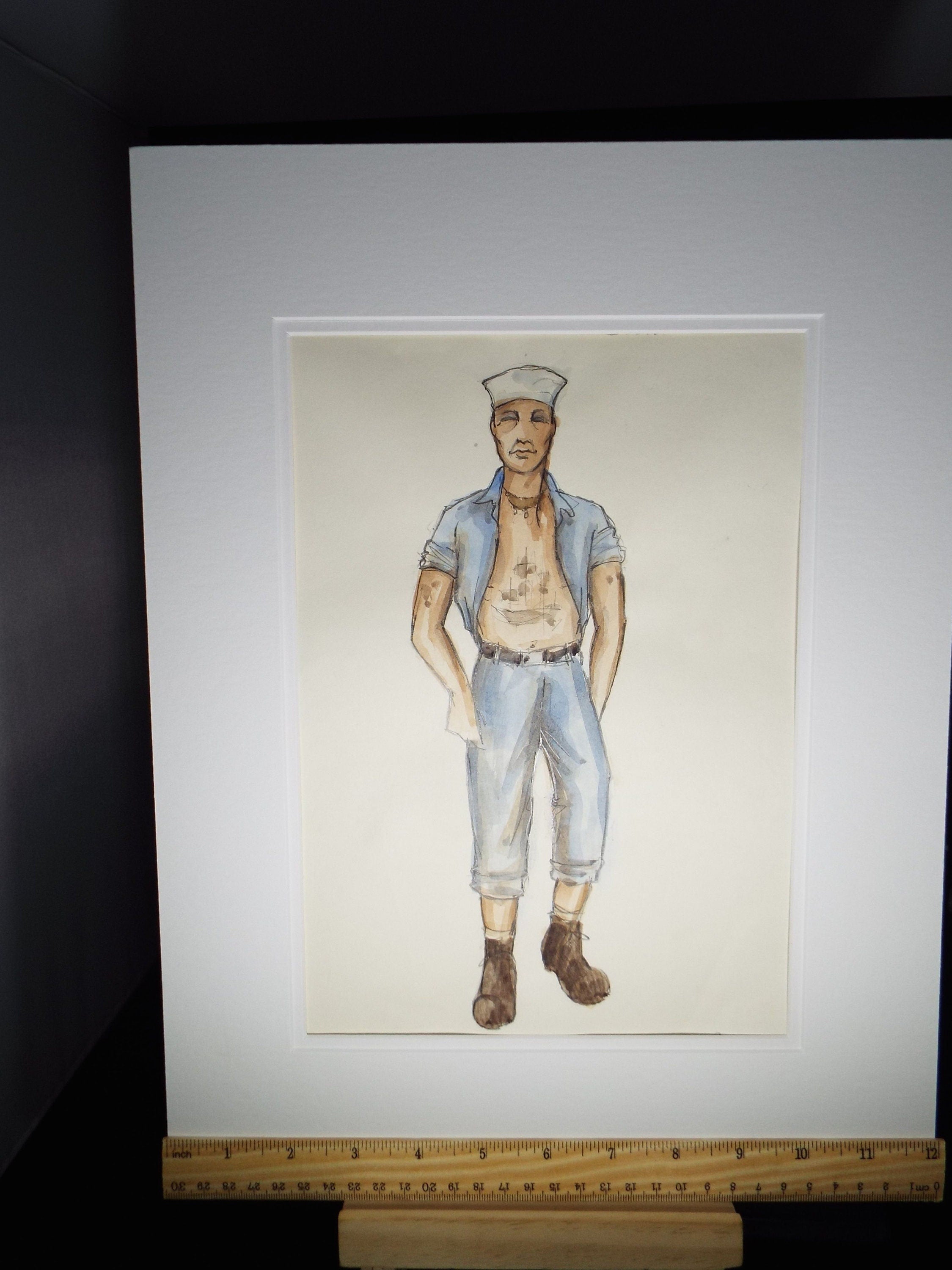 Original Watercolour, 'South Pacific -Billis', 1988, Terry Parsons