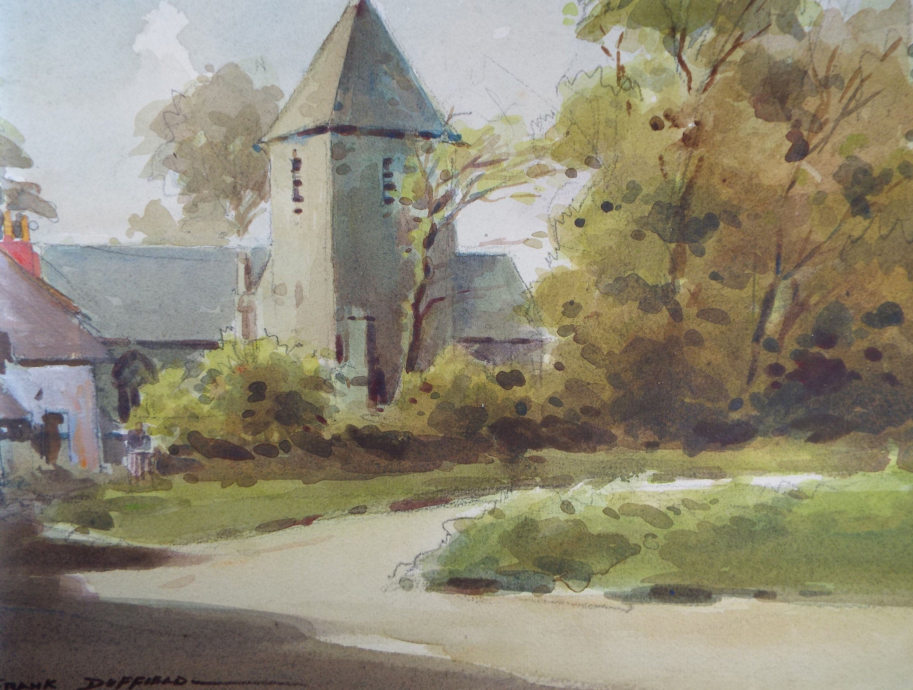 Original Watercolour, 'Village Church', 1960's, Frank Duffield (1901-1982)