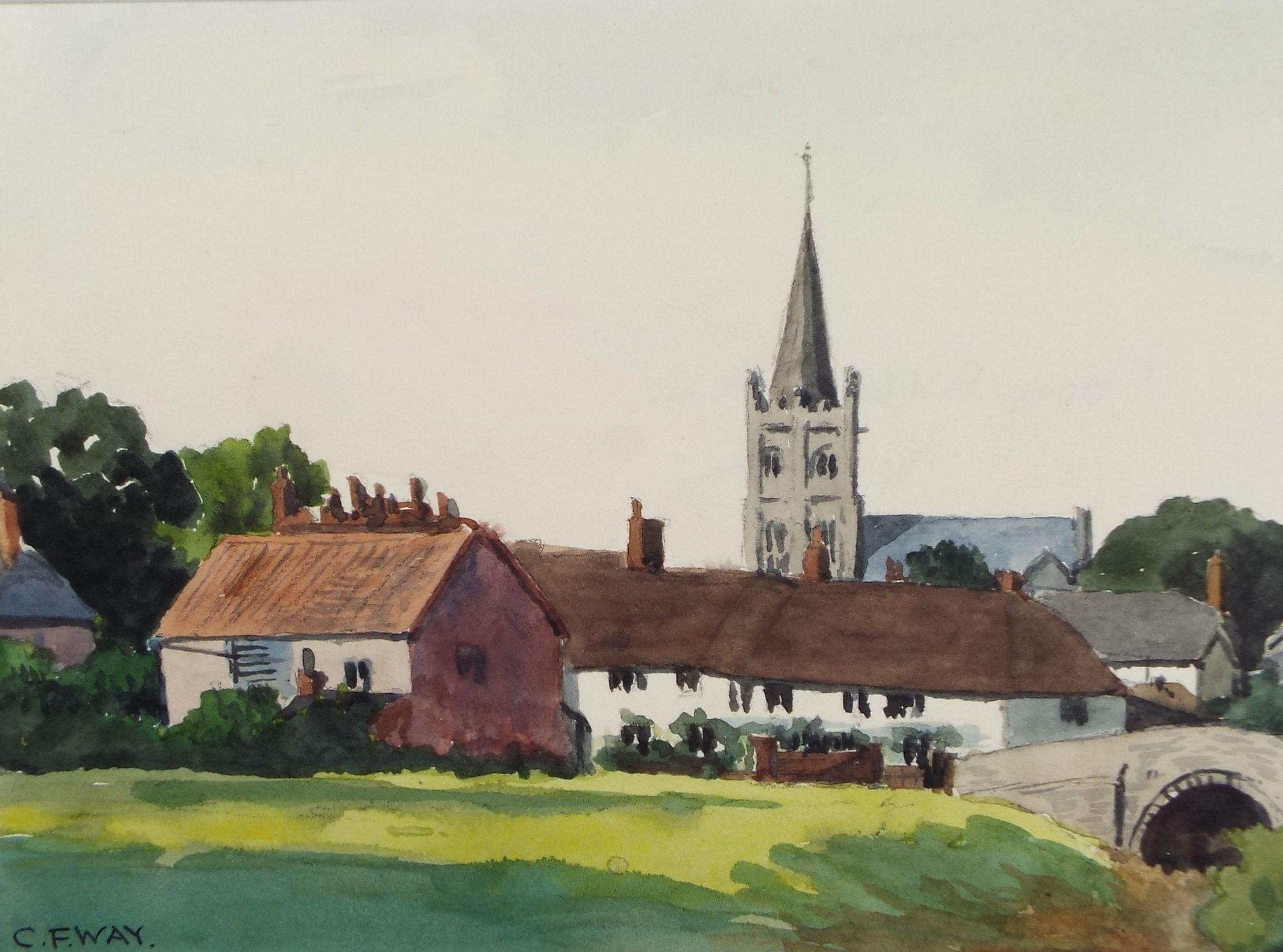 Original Watercolour,'Sidbury, Evening', 1933, Charles Frederick Way (1906-1981)