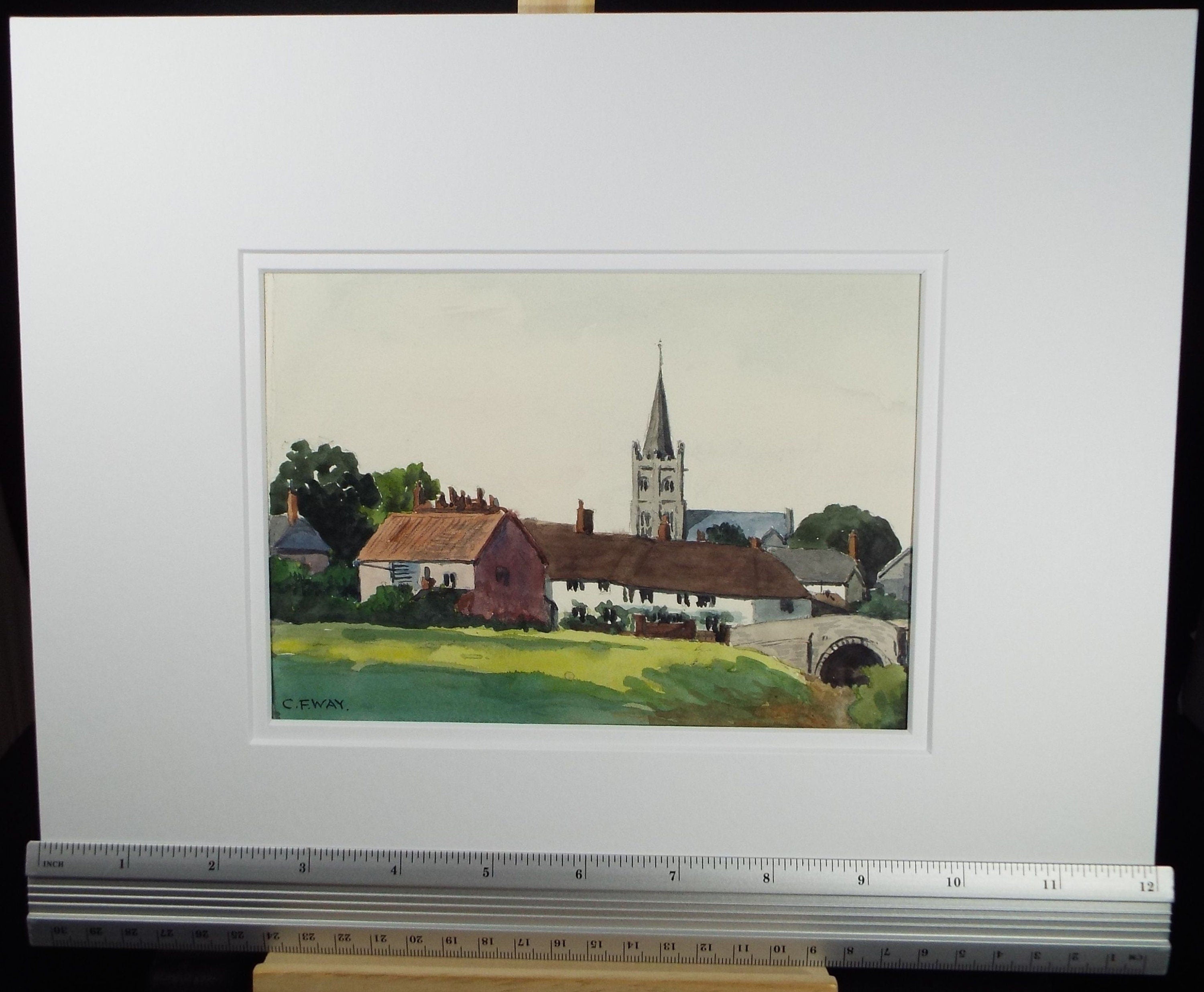 Original Watercolour,'Sidbury, Evening', 1933, Charles Frederick Way (1906-1981)