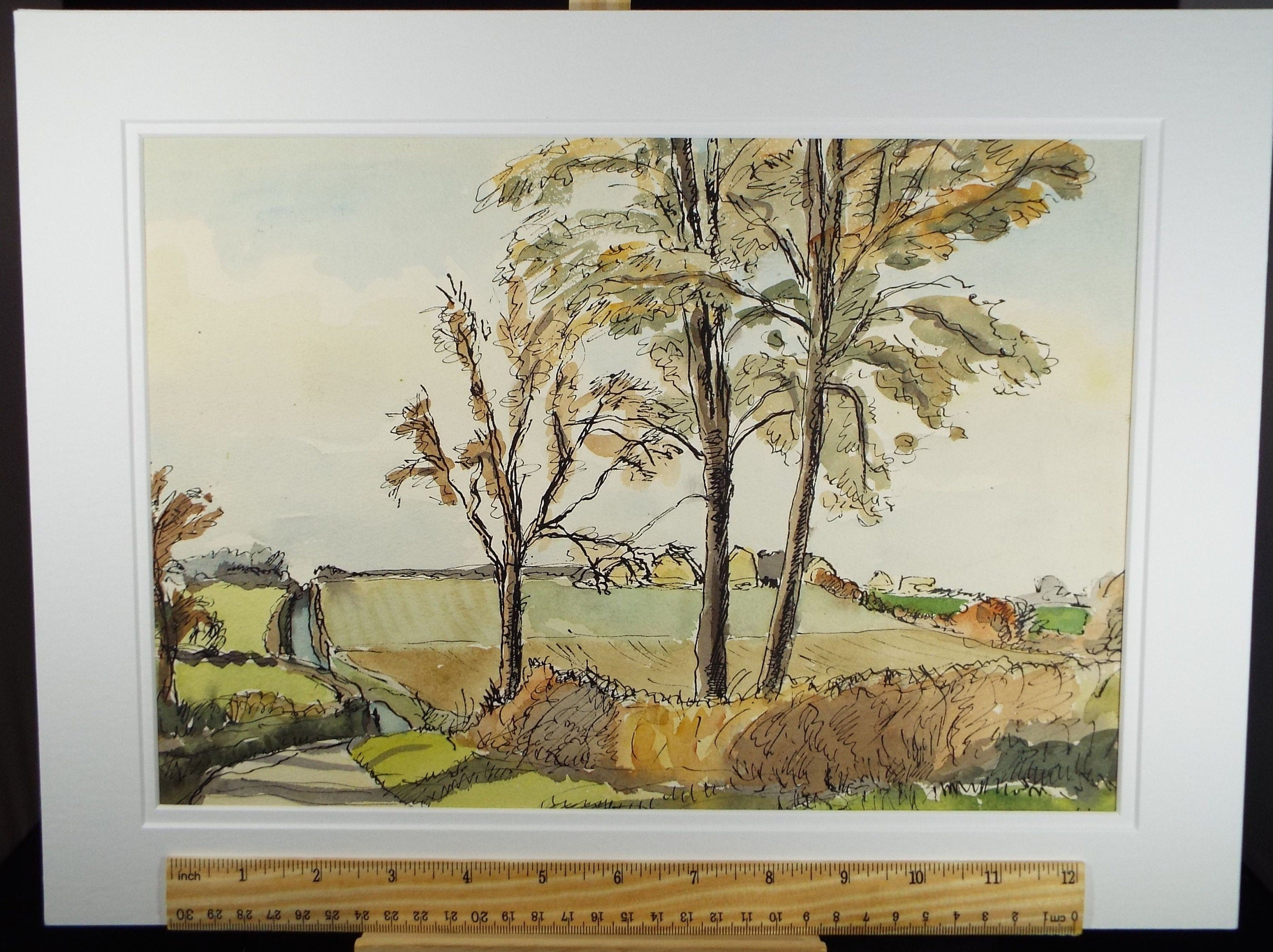 Original Watercolour, 'A Country Lane in Autumn', Circa 1940's, Charles Frederick Way (1906-1981)