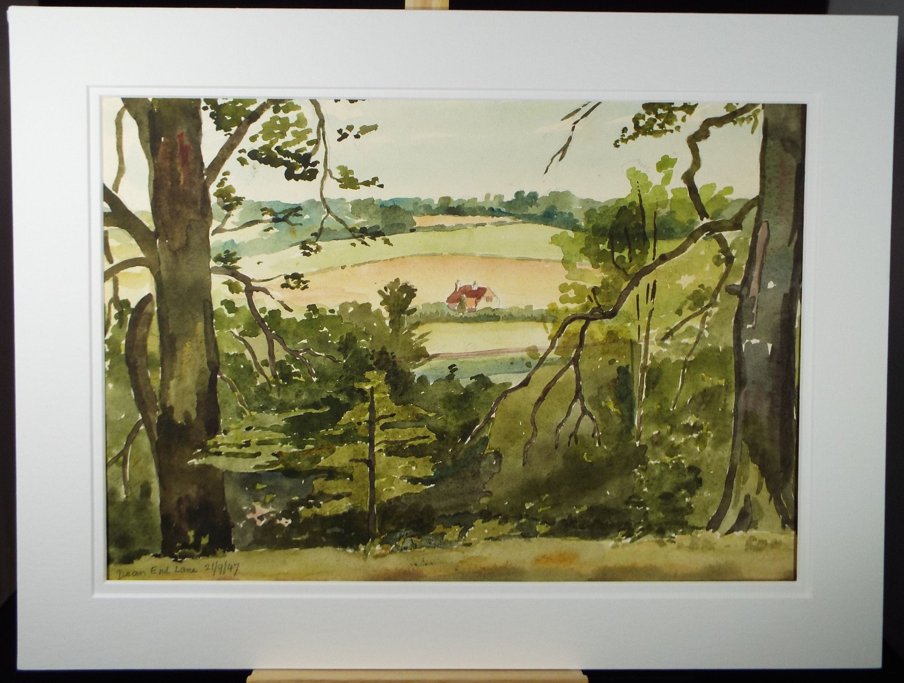 Original Watercolour, 'Dean end Lane', Dated 1947, Charles Frederick Way (1906-1981)