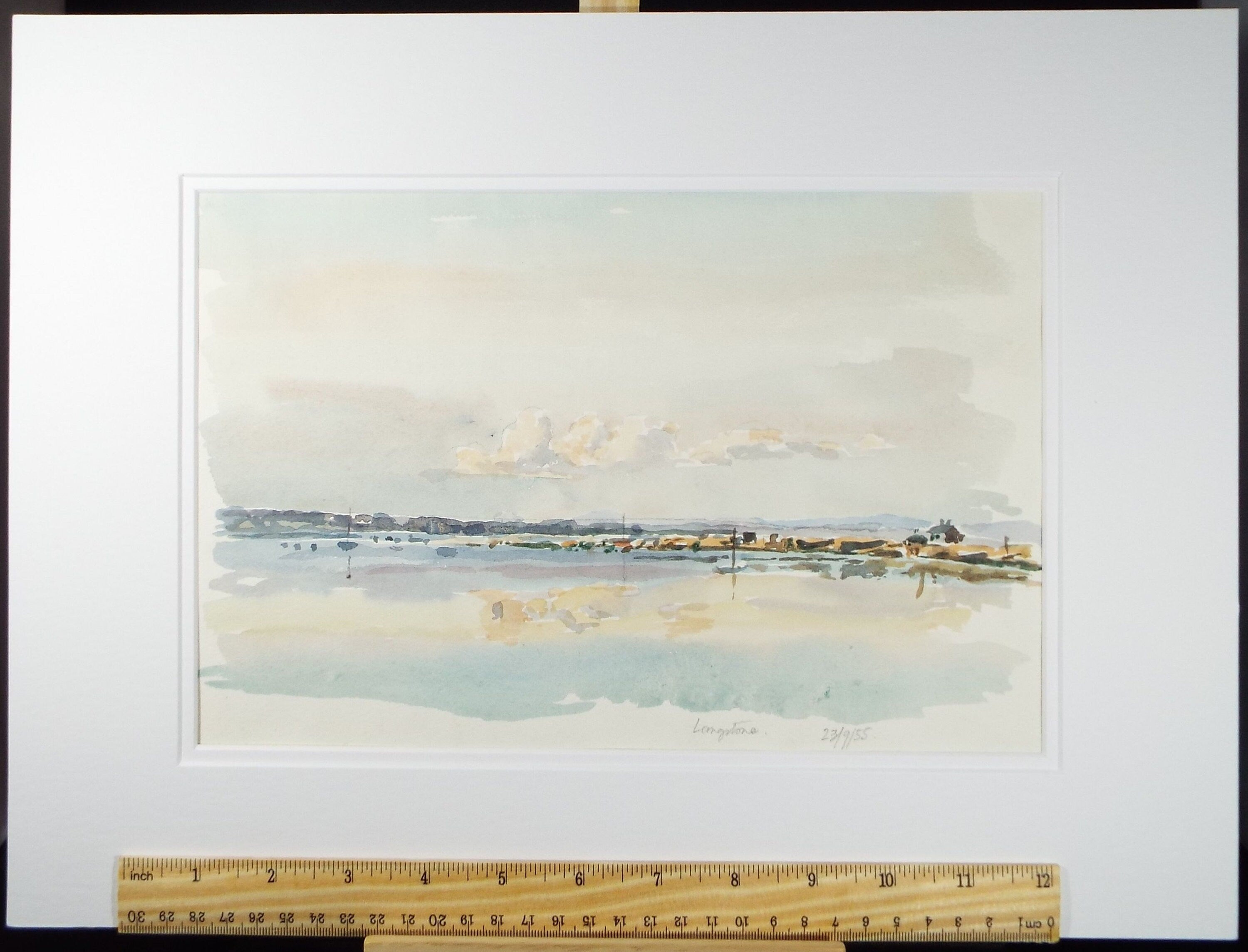 Original Watercolour, 'Langstone', Hampshire, Dated 1955, Charles Frederick Way (1906-1981)