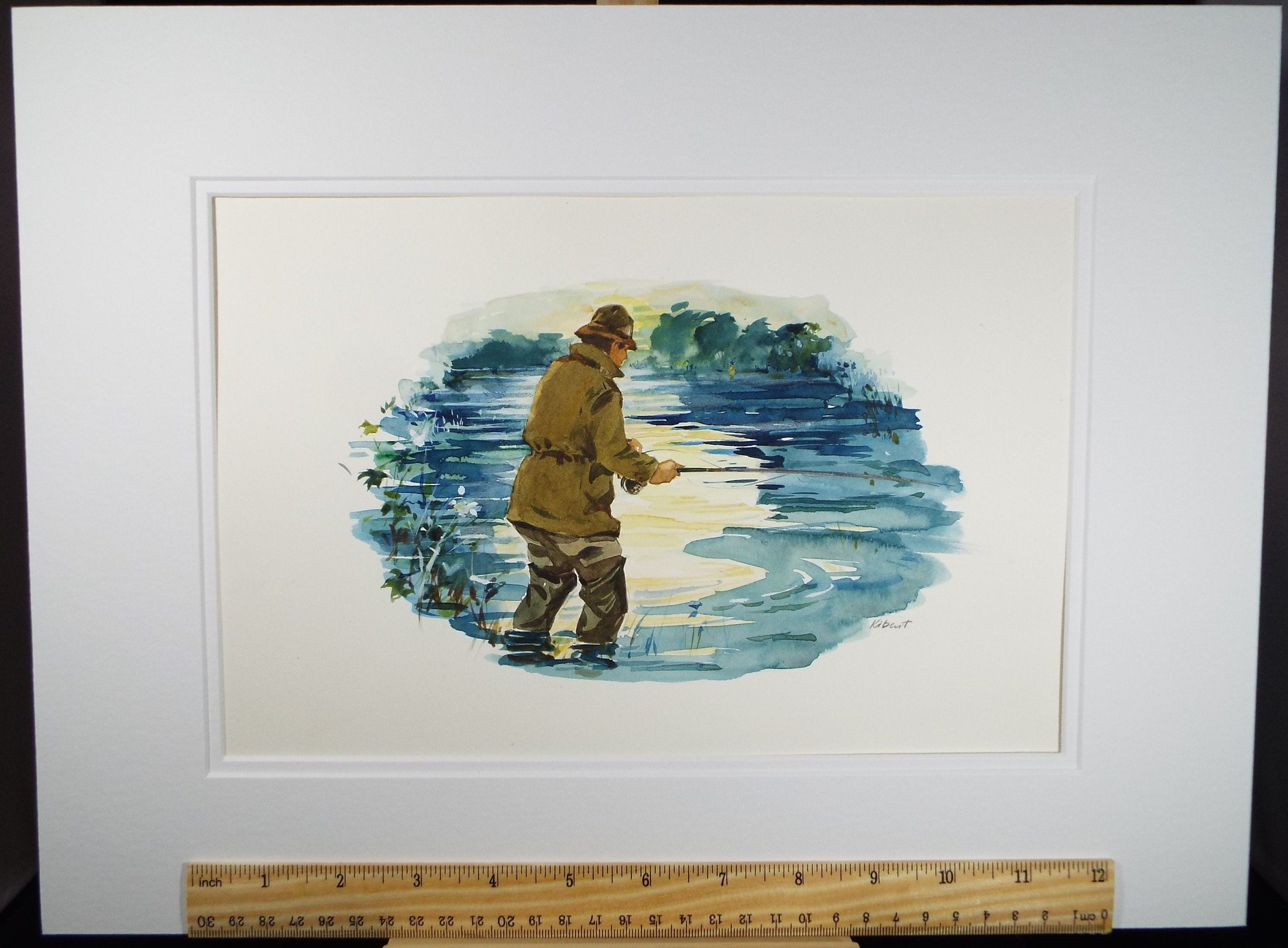 Original Watercolour 'Summer Fishing', Circa 1980's, James Kibart (20th Century, British)