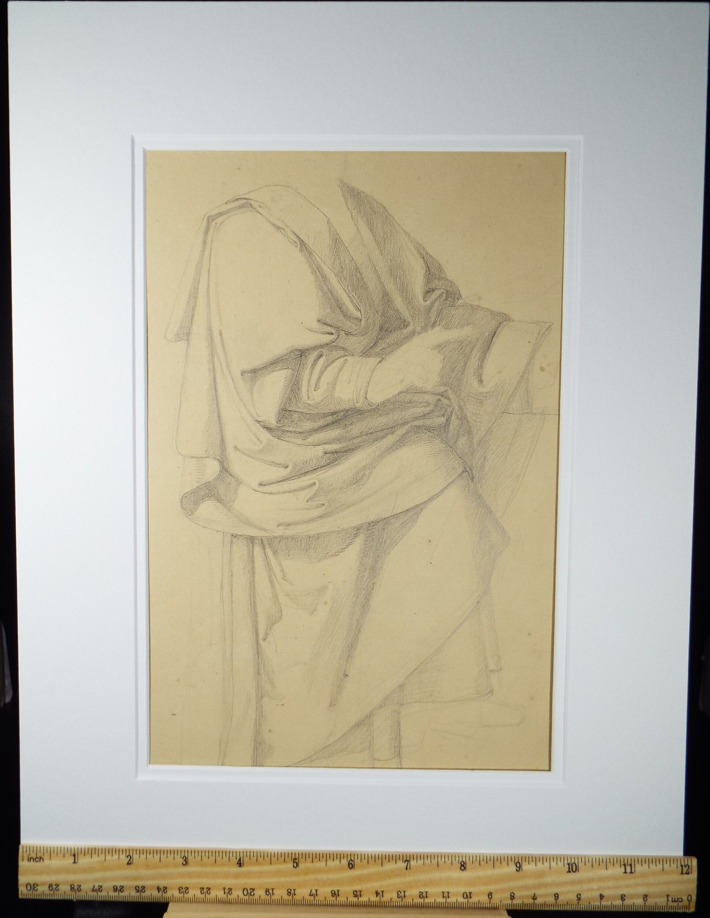 Original Graphite on Paper 'Robed Figure', Circa 1850, 19th Century German School