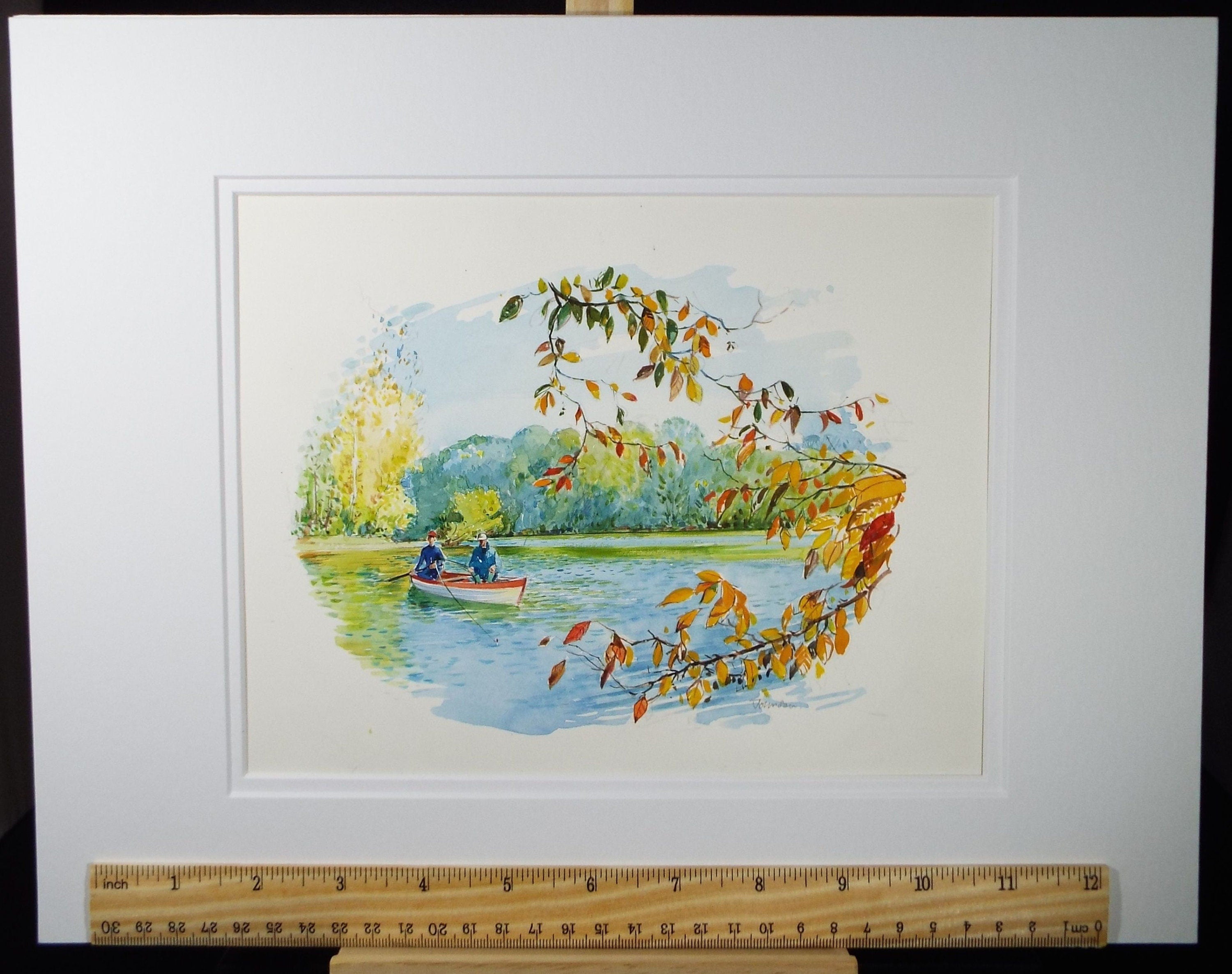 Original Watercolour 'Lake Fishing', Circa 1980's, Ken Johnson (20th Century, British)
