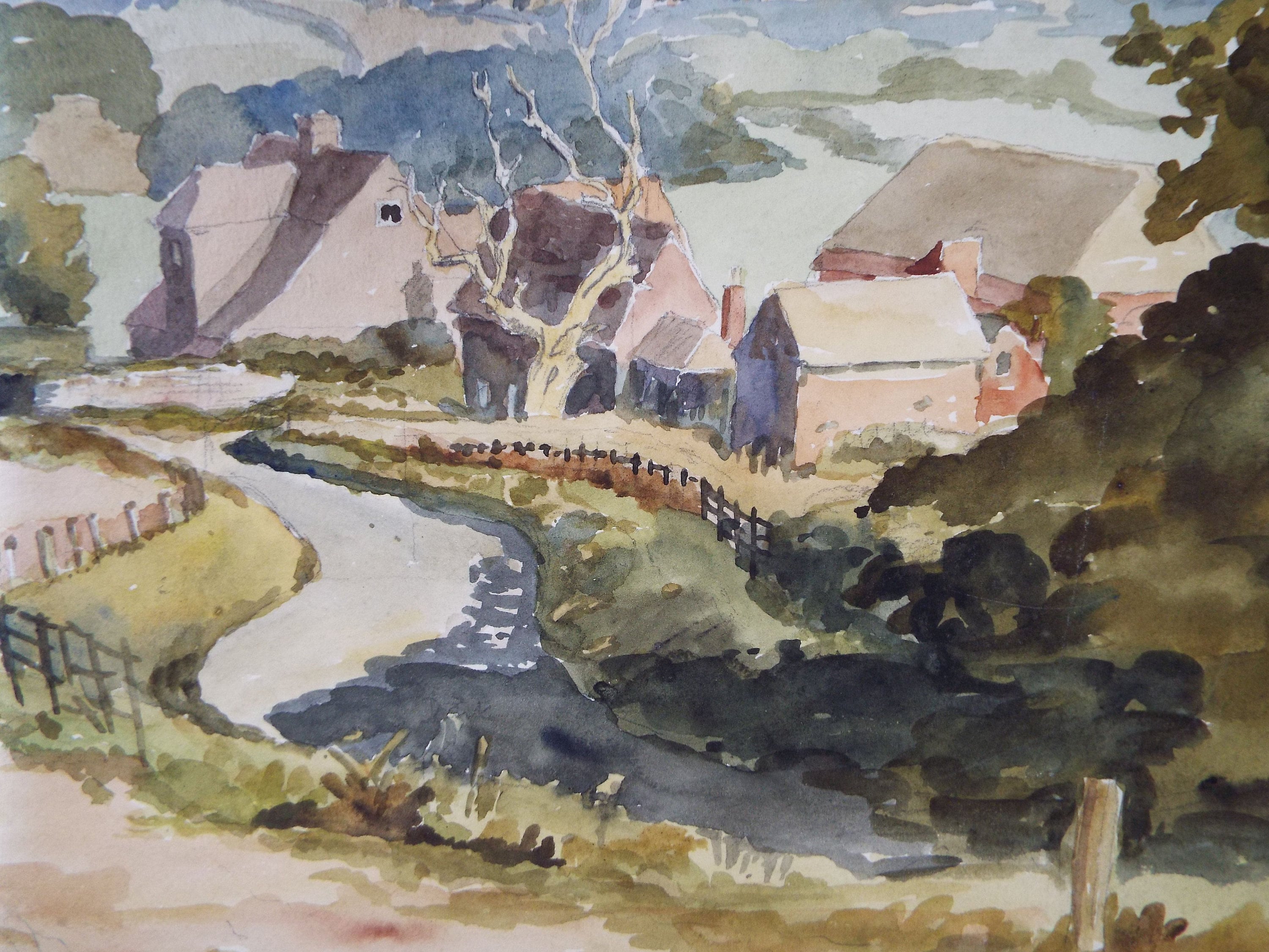 Original Watercolour, 'Near Southwick', Dated 1937, Charles Frederick Way (1906-1981)