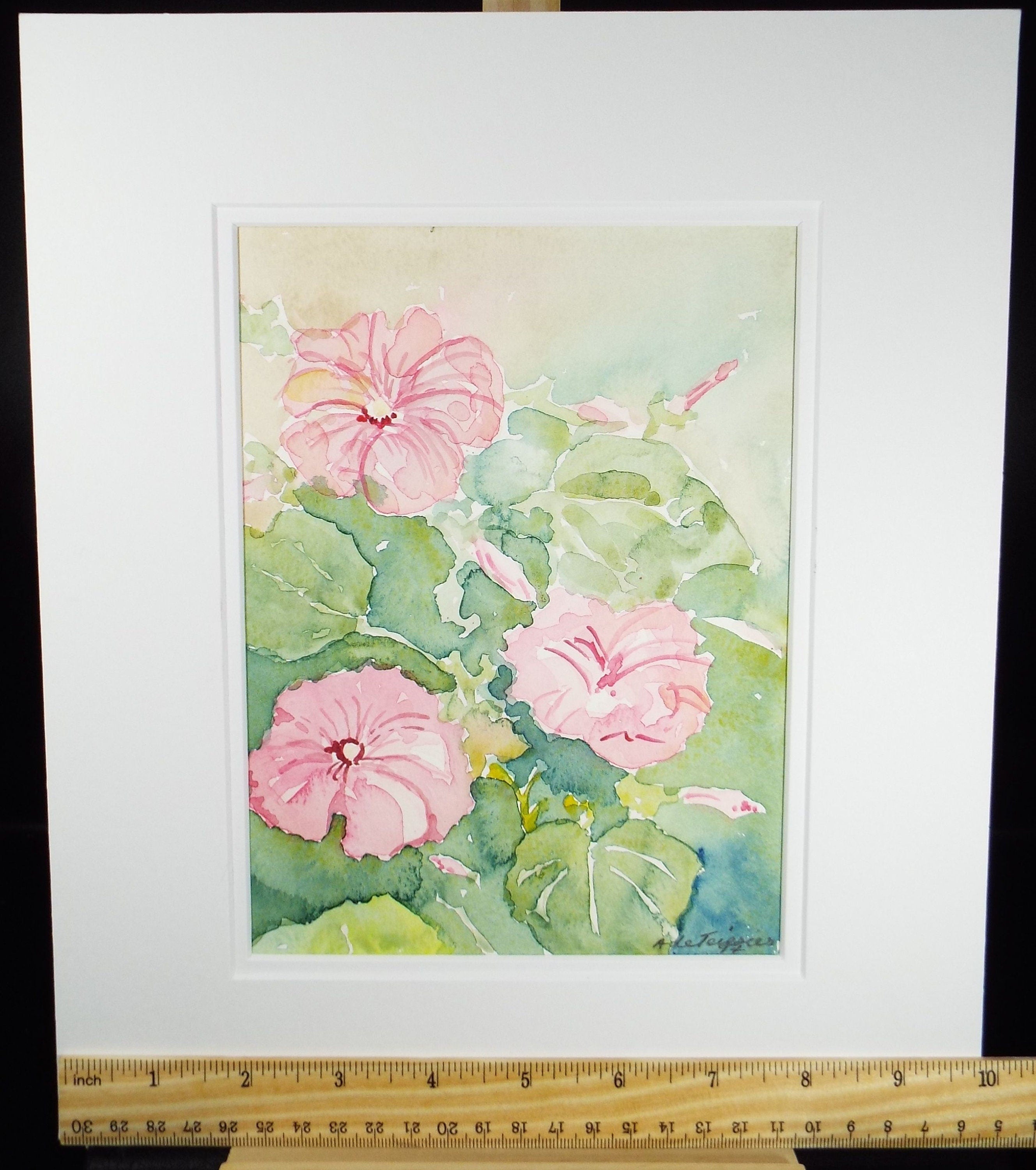 Original Watercolour, 'Pink Petunias', Circa 1980's, Alethia de Tessier (20th Century, British)