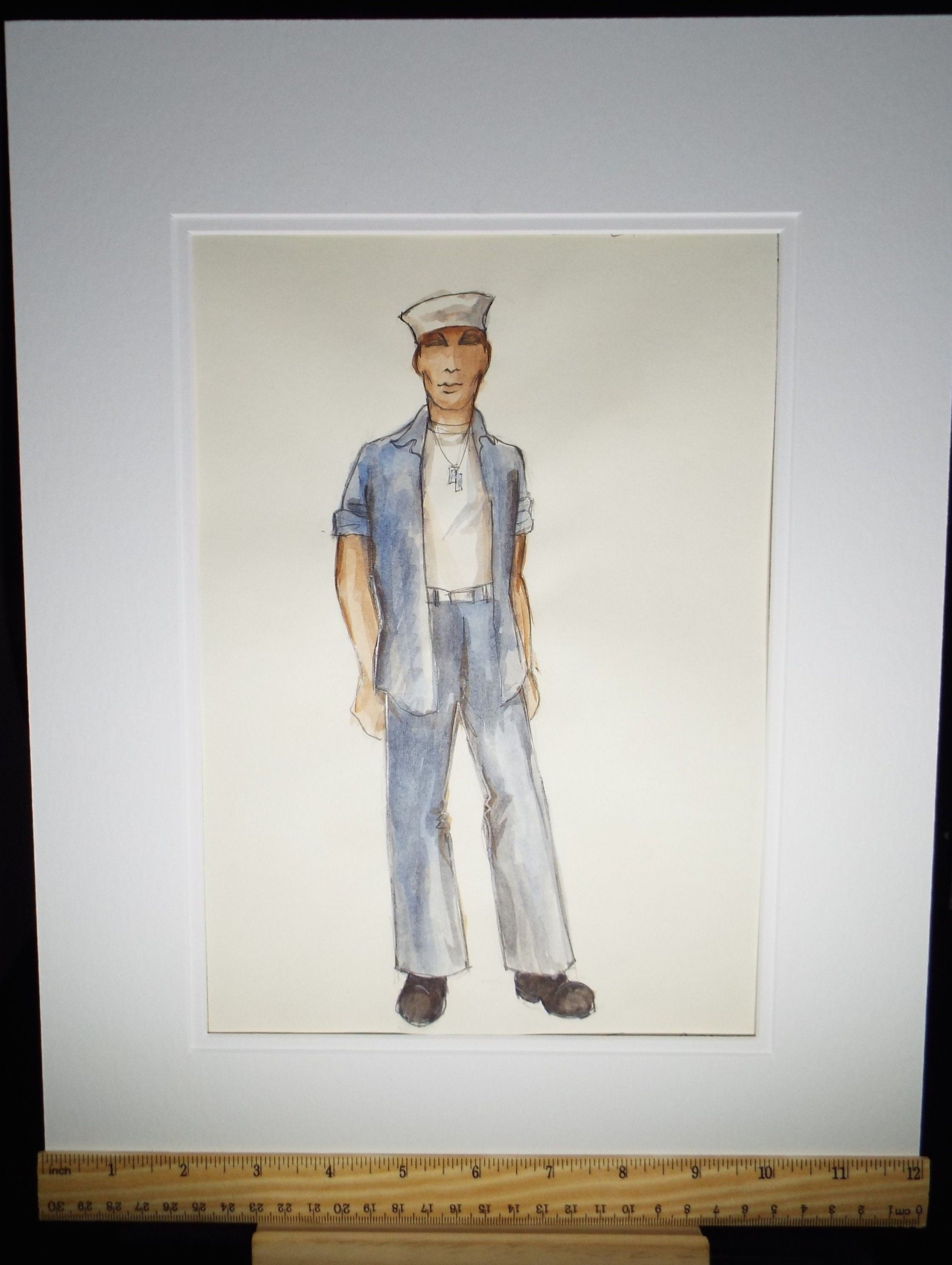 Original Watercolour, 'South Pacific -American GI', 1988, Terry Parsons