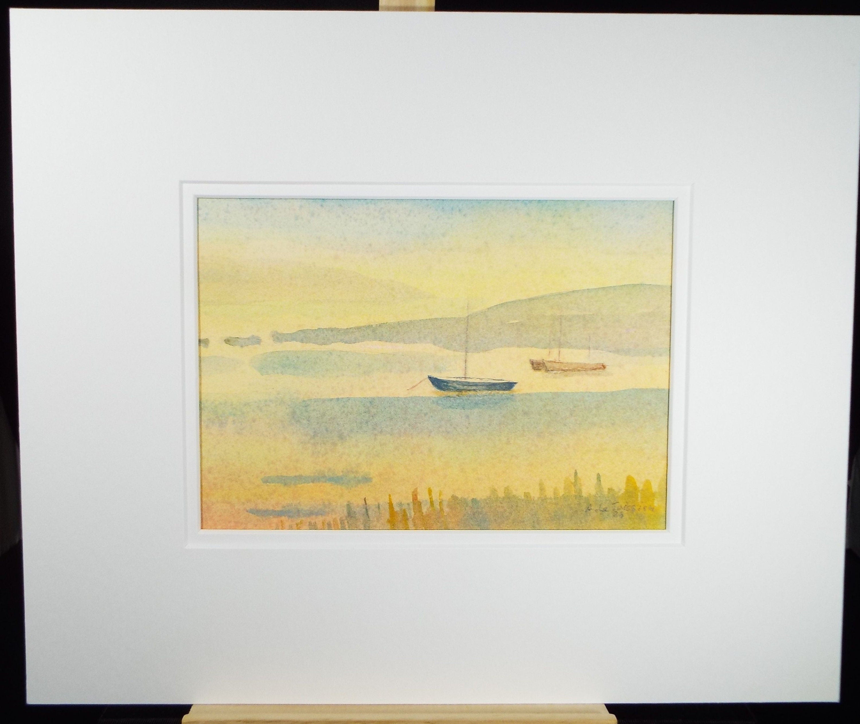 Original Pastel, 'Sailing boats on a Mooring', Dated 1986, Alethia de Tessier (20th Century, British)