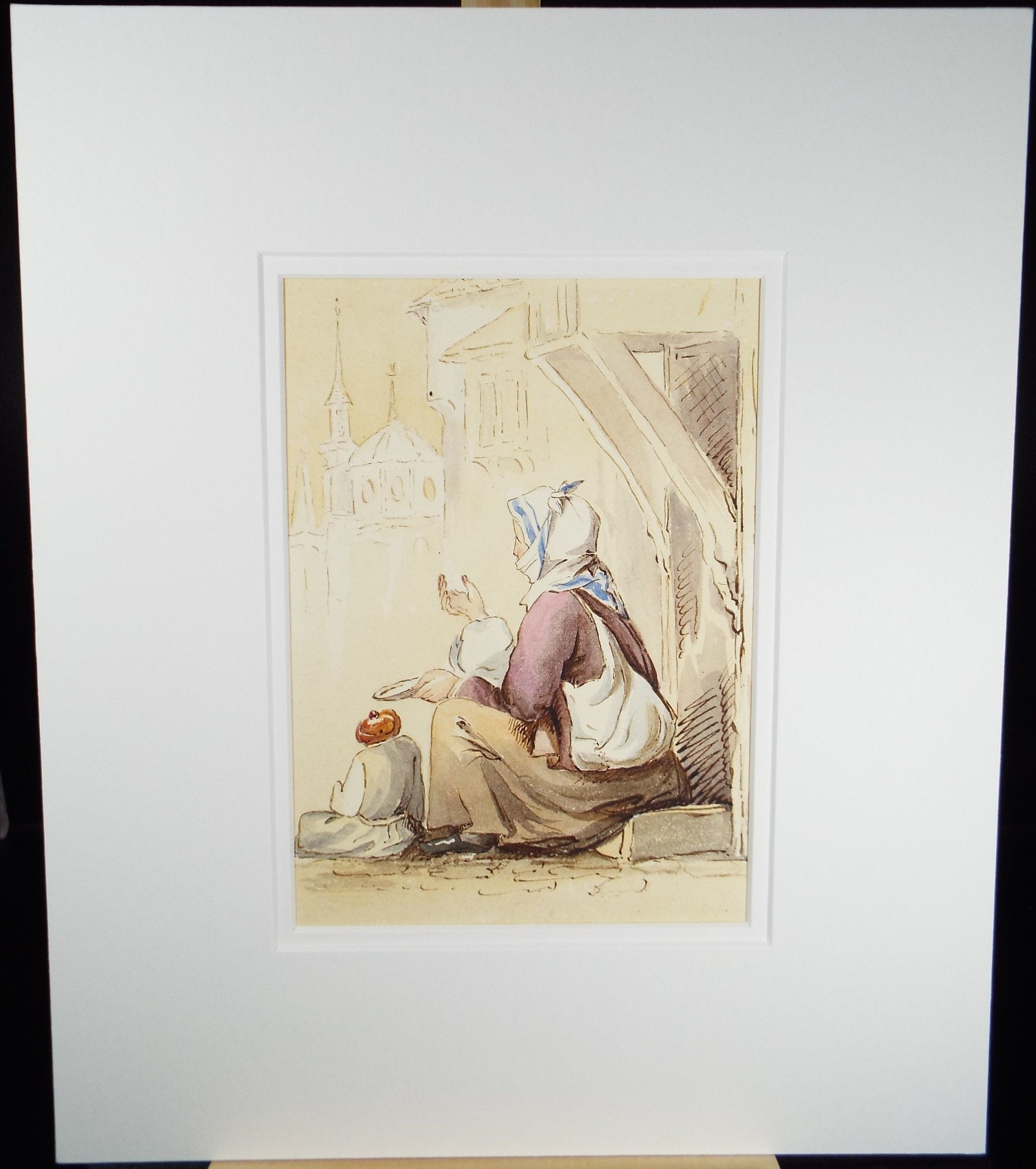 Original Watercolour, 'Beggar Woman', Circa 1830, Lady E.S. Sharpe