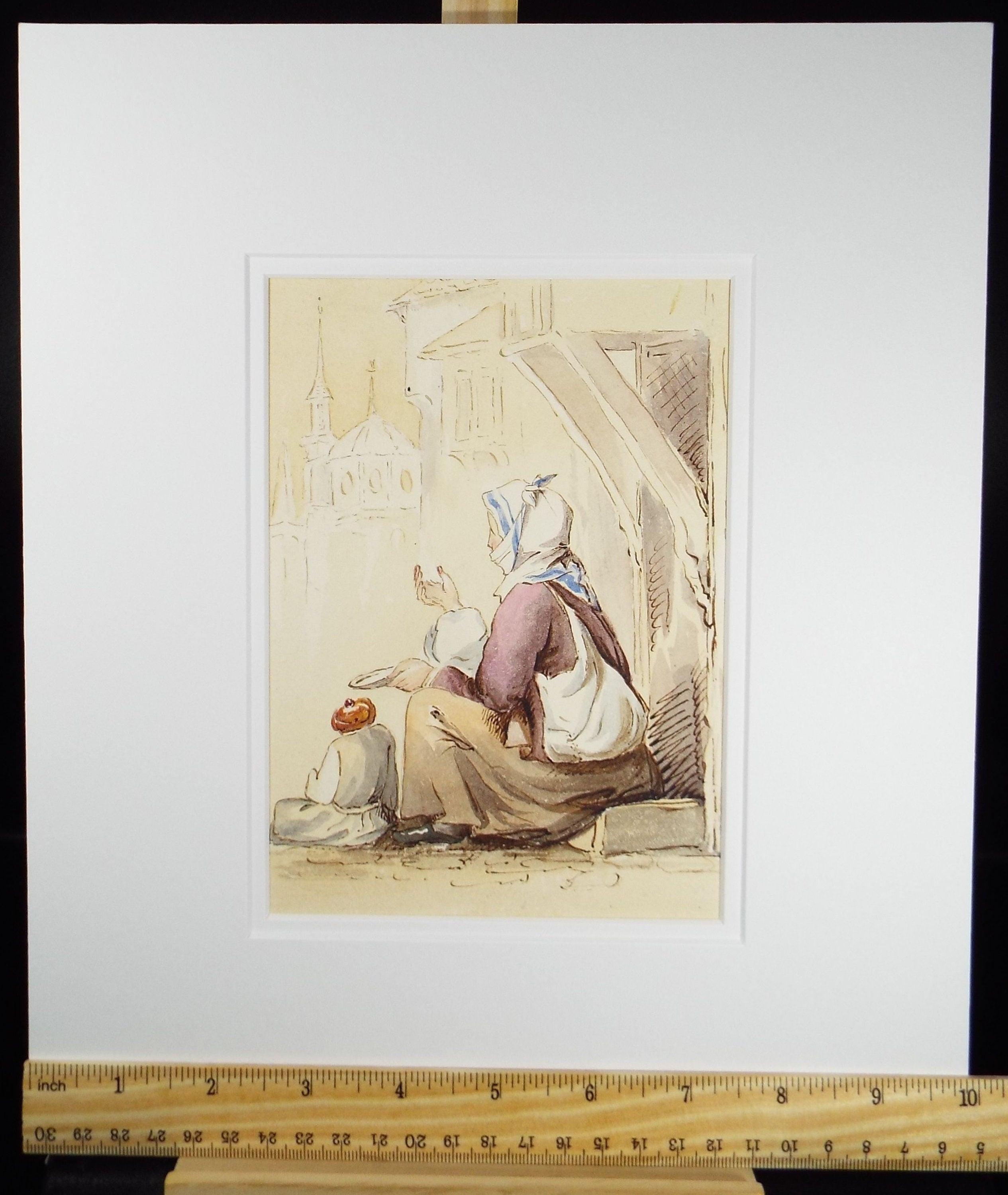 Original Watercolour, 'Beggar Woman', Circa 1830, Lady E.S. Sharpe