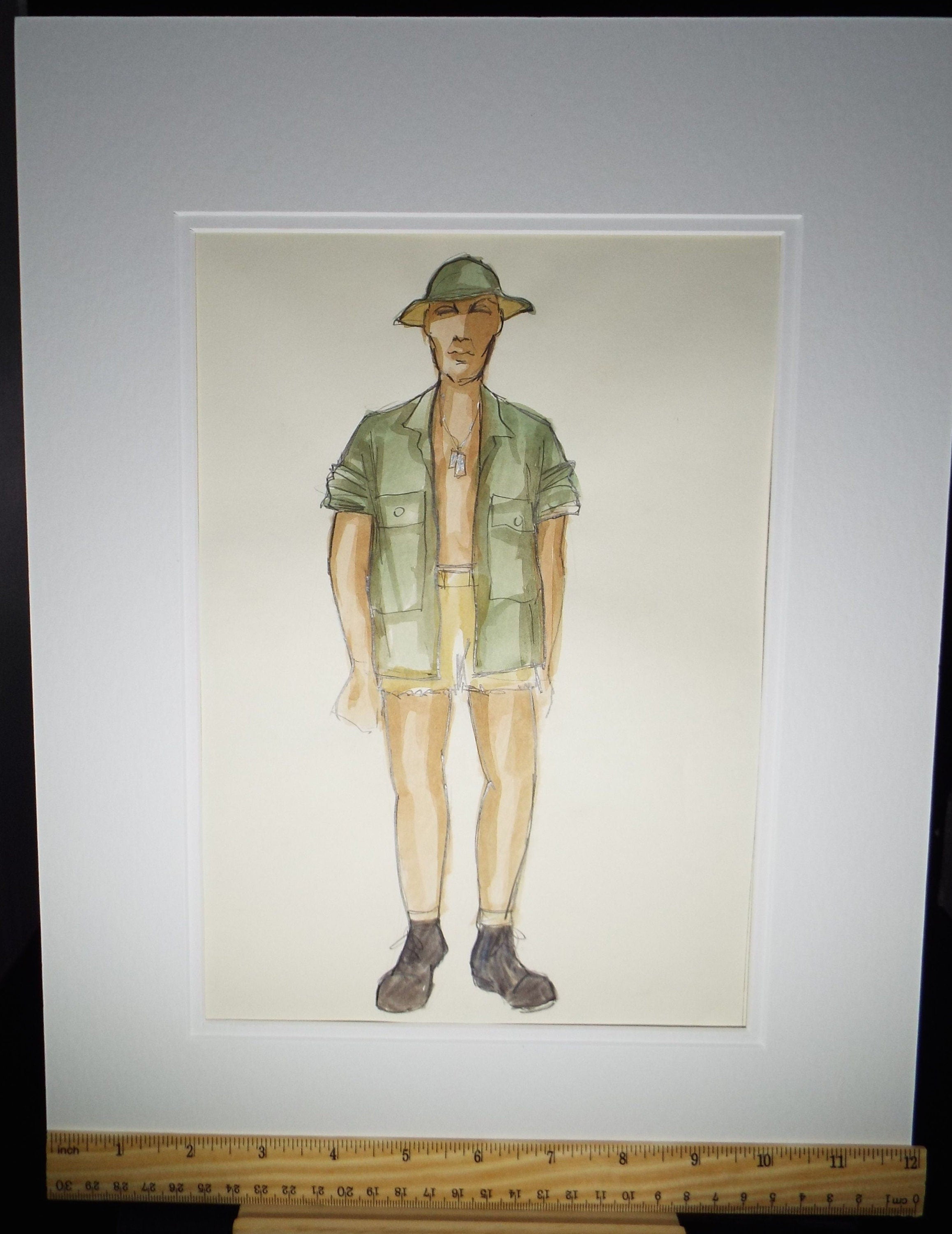 Original Watercolour, 'South Pacific -American GI', 1988, Terry Parsons