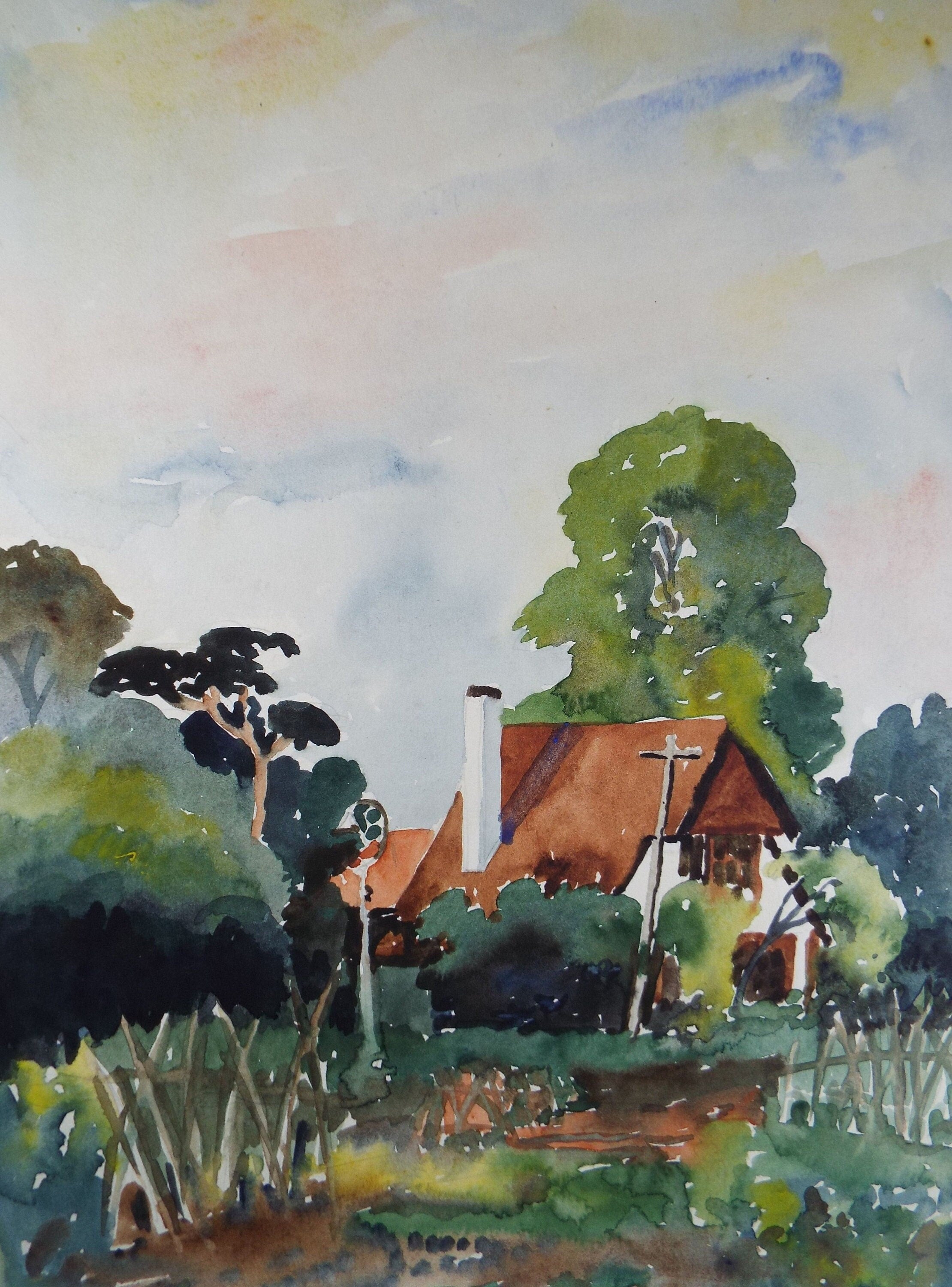 Original Watercolour, 'A Cottage Garden', Circa 1940's Charles Frederick Way (1906-1981)