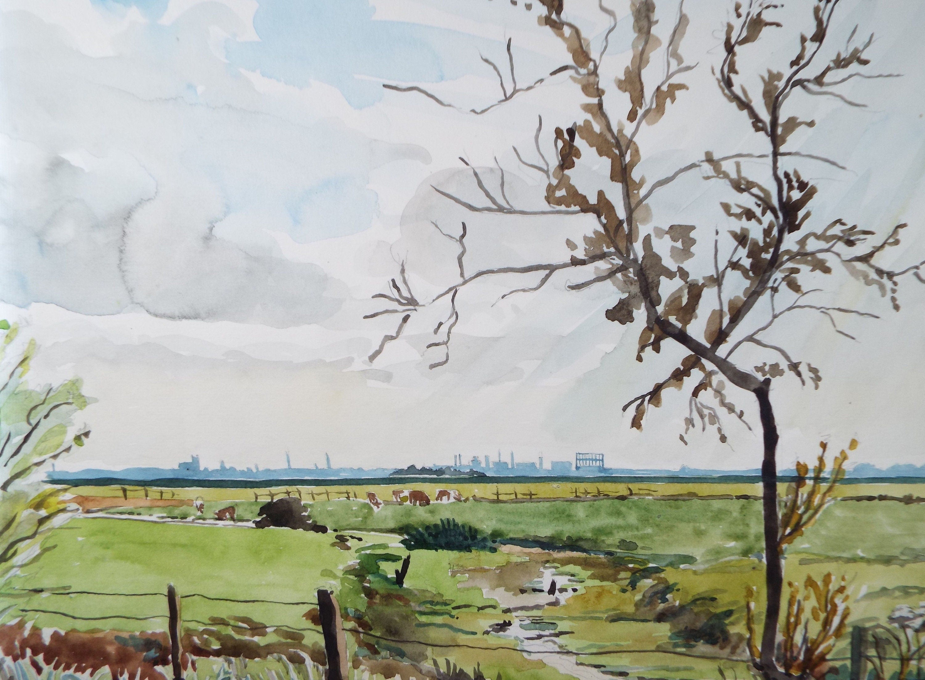 Original Watercolour, 'Brockhampton. Havant', circa 1950, Charles Frederick Way (1906-1981)