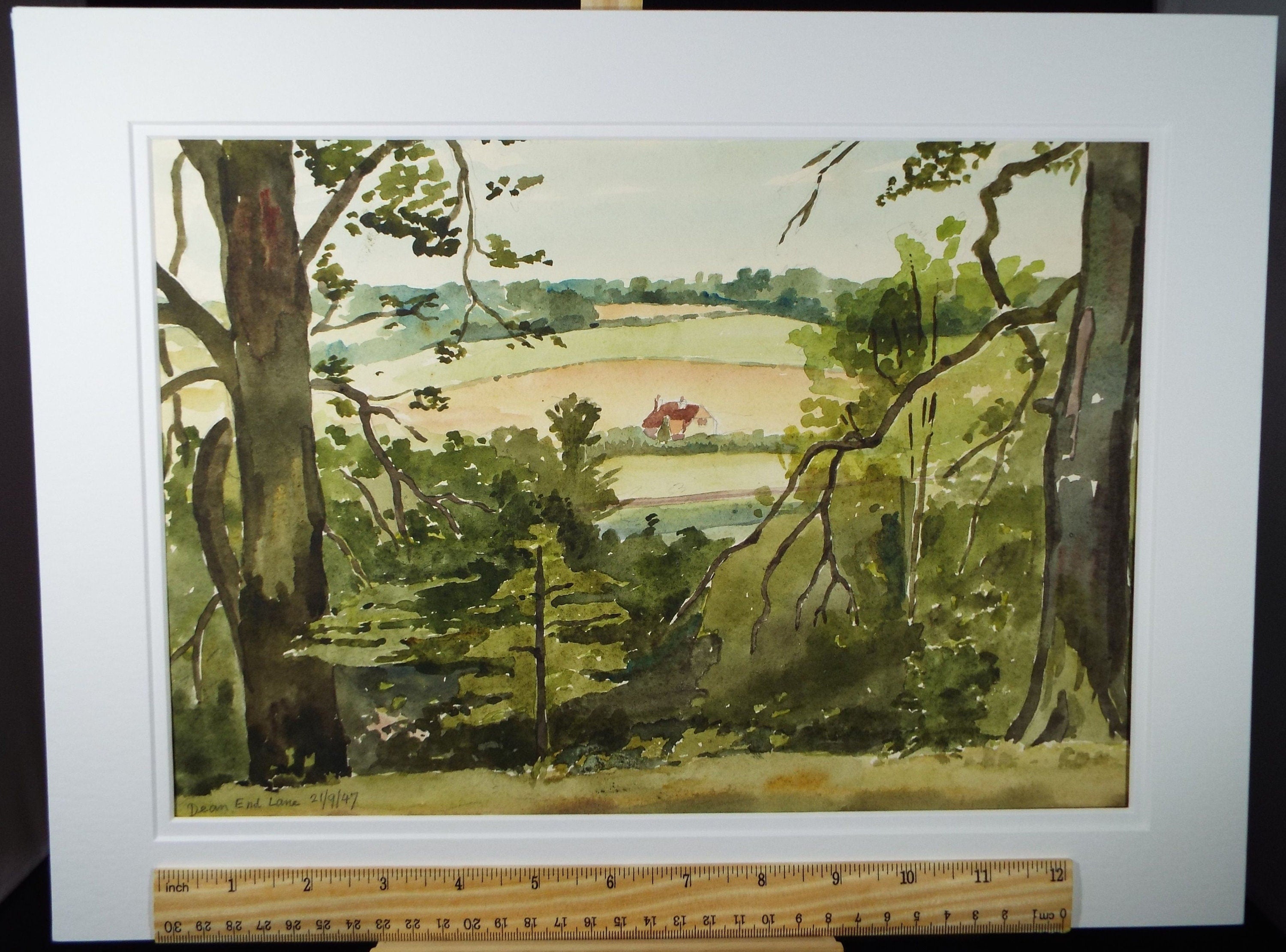 Original Watercolour, 'Dean end Lane', Dated 1947, Charles Frederick Way (1906-1981)