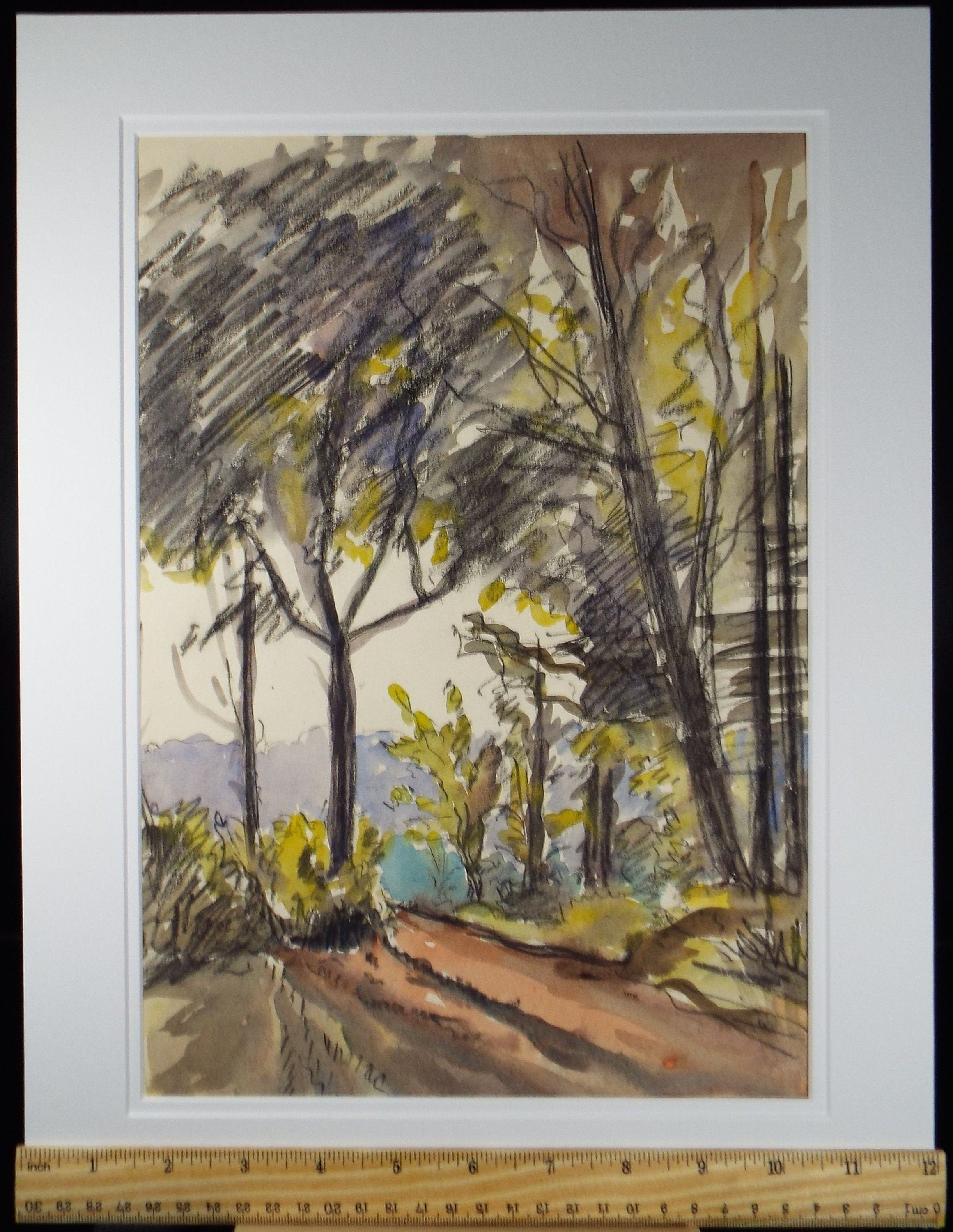 Original Watercolour and Charcoal, 'Woodland', Circa 1940's, Charles Frederick Way (1906-1981)