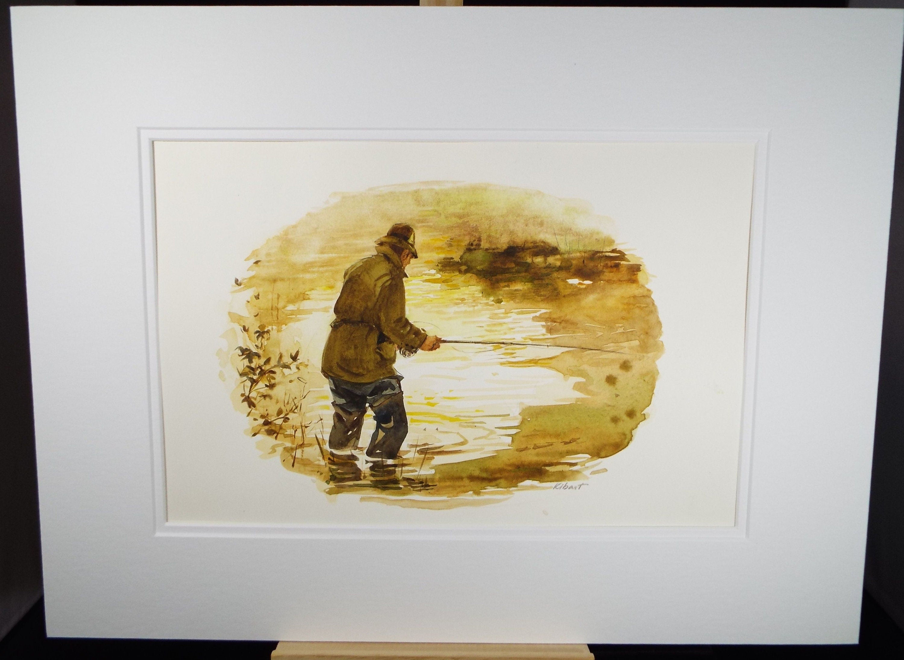 Original Watercolour 'Winter Fishing', Circa 1980's, James Kibart (20th Century, British)
