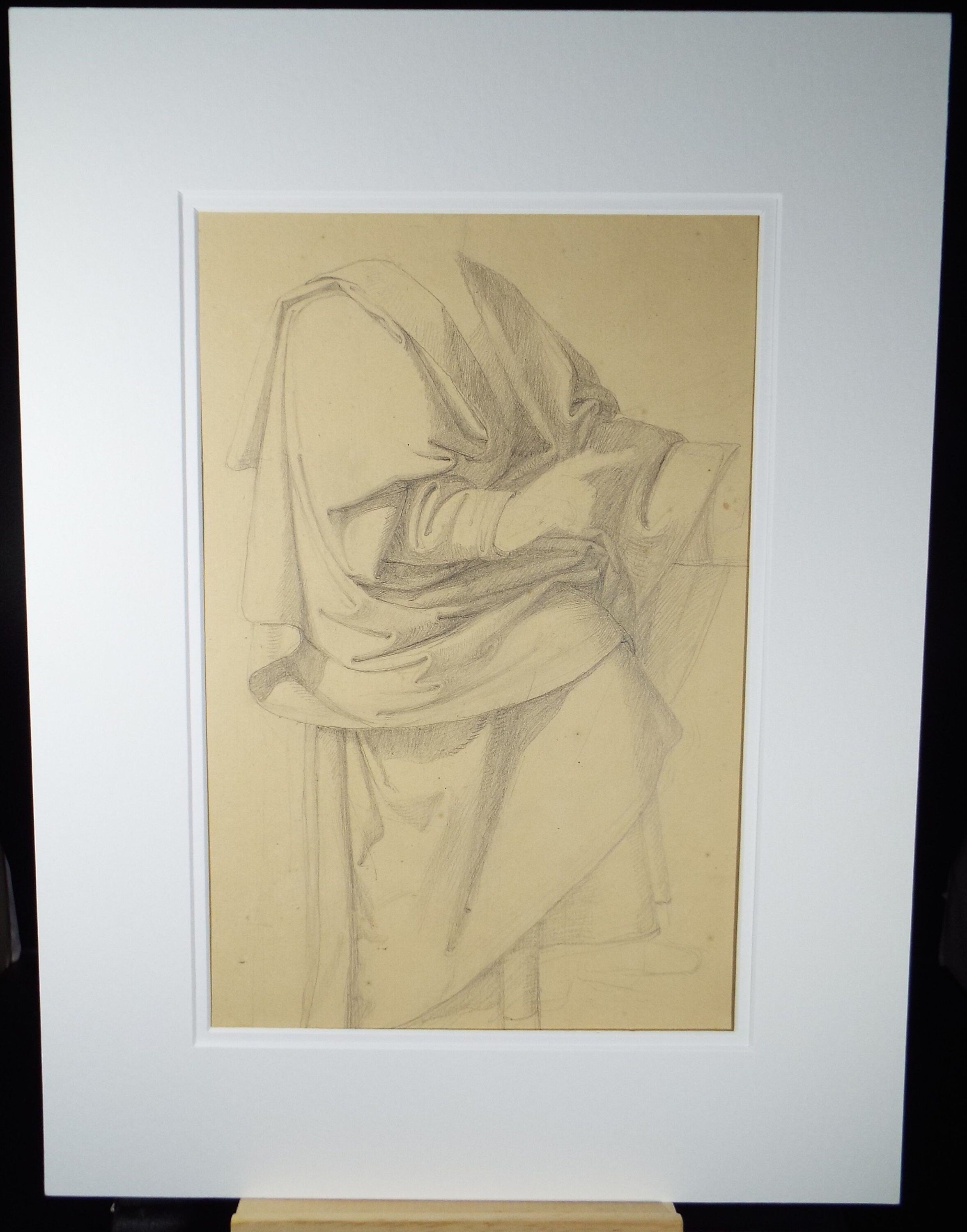 Original Graphite on Paper 'Robed Figure', Circa 1850, 19th Century German School