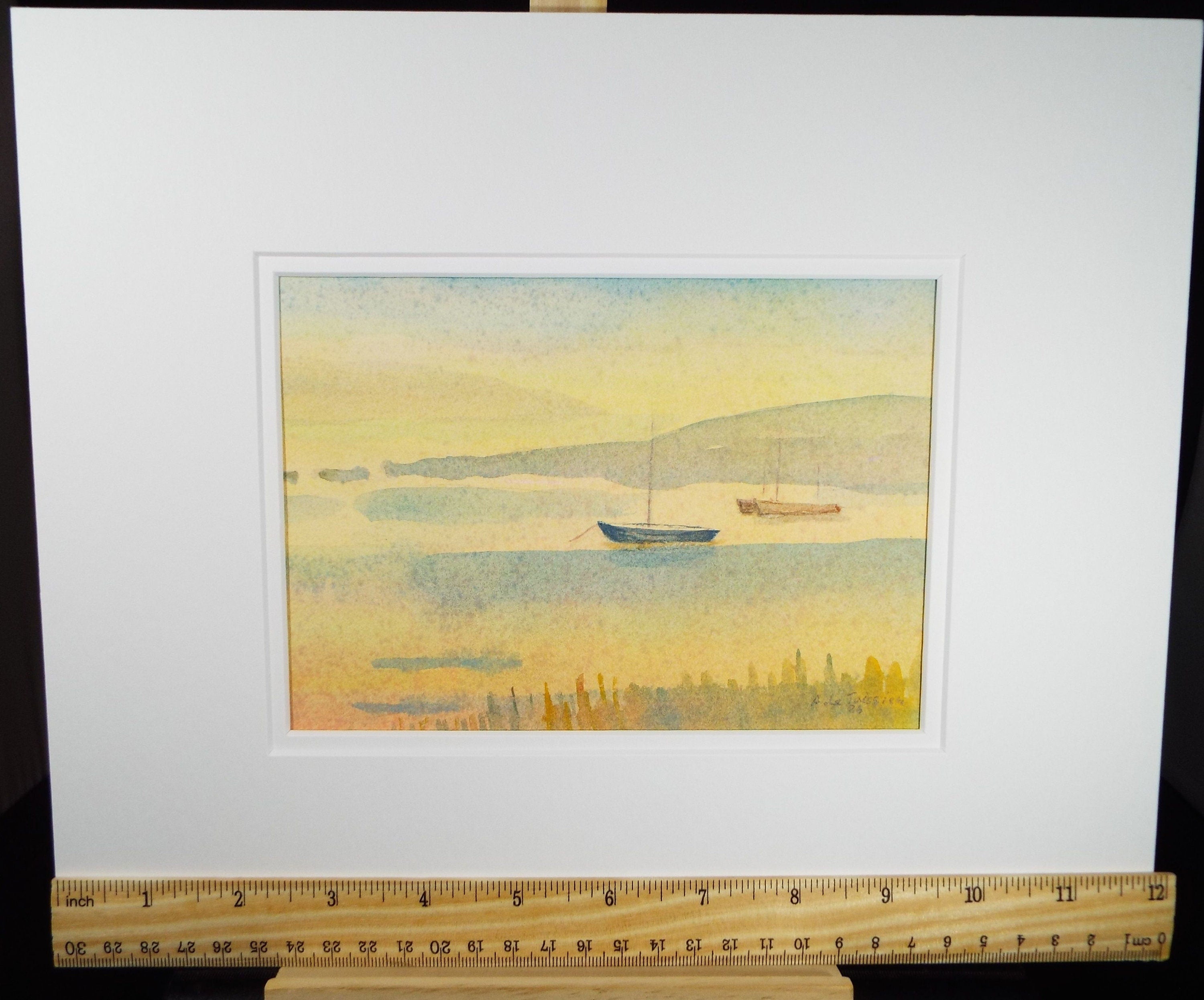 Original Pastel, 'Sailing boats on a Mooring', Dated 1986, Alethia de Tessier (20th Century, British)