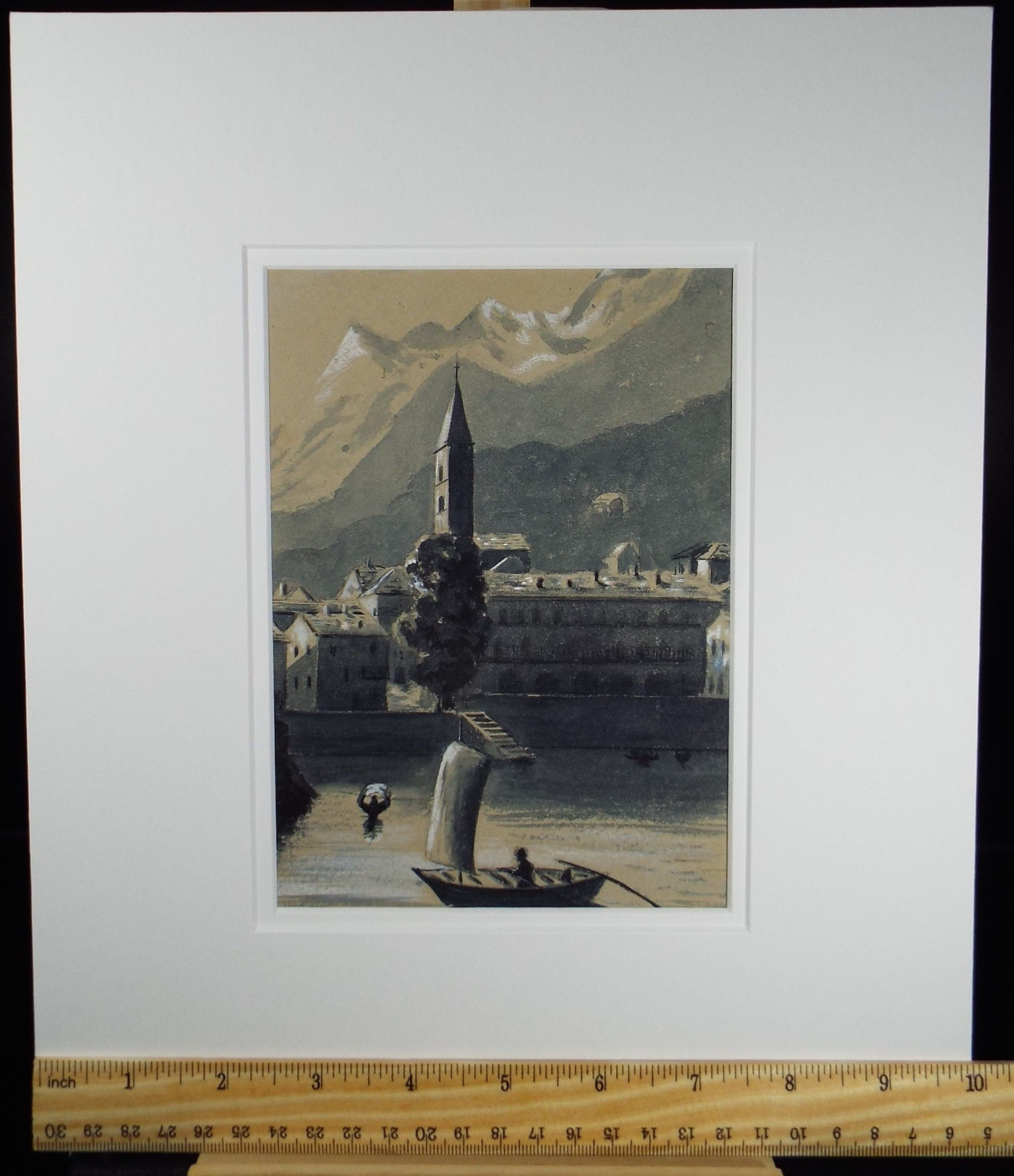 Original Watercolour, 'Salzberg', Mid 19th Century, Unknown Artist.