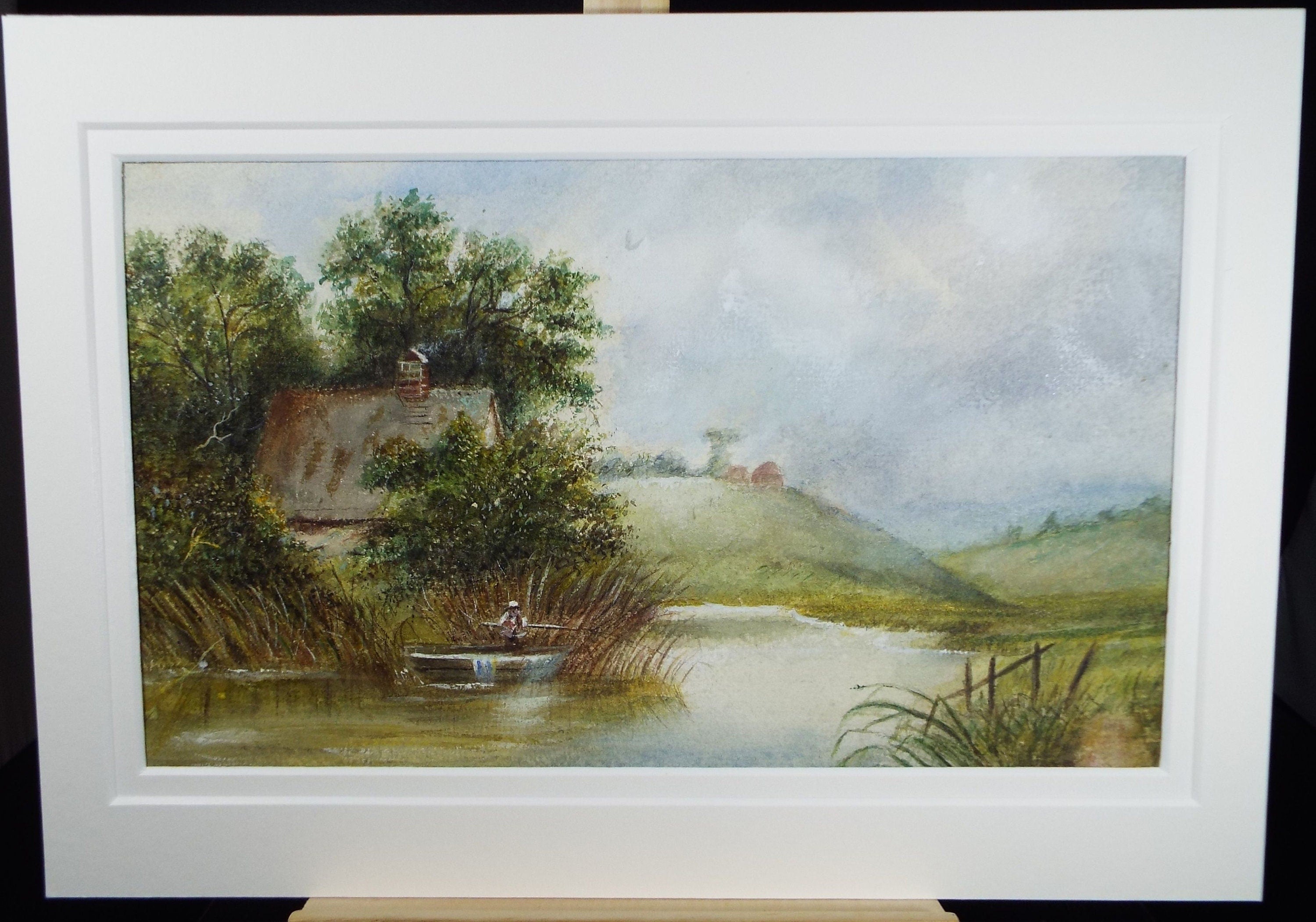Original Watercolour , 'Riverside Cottage' late 19th Century, Unknown artist