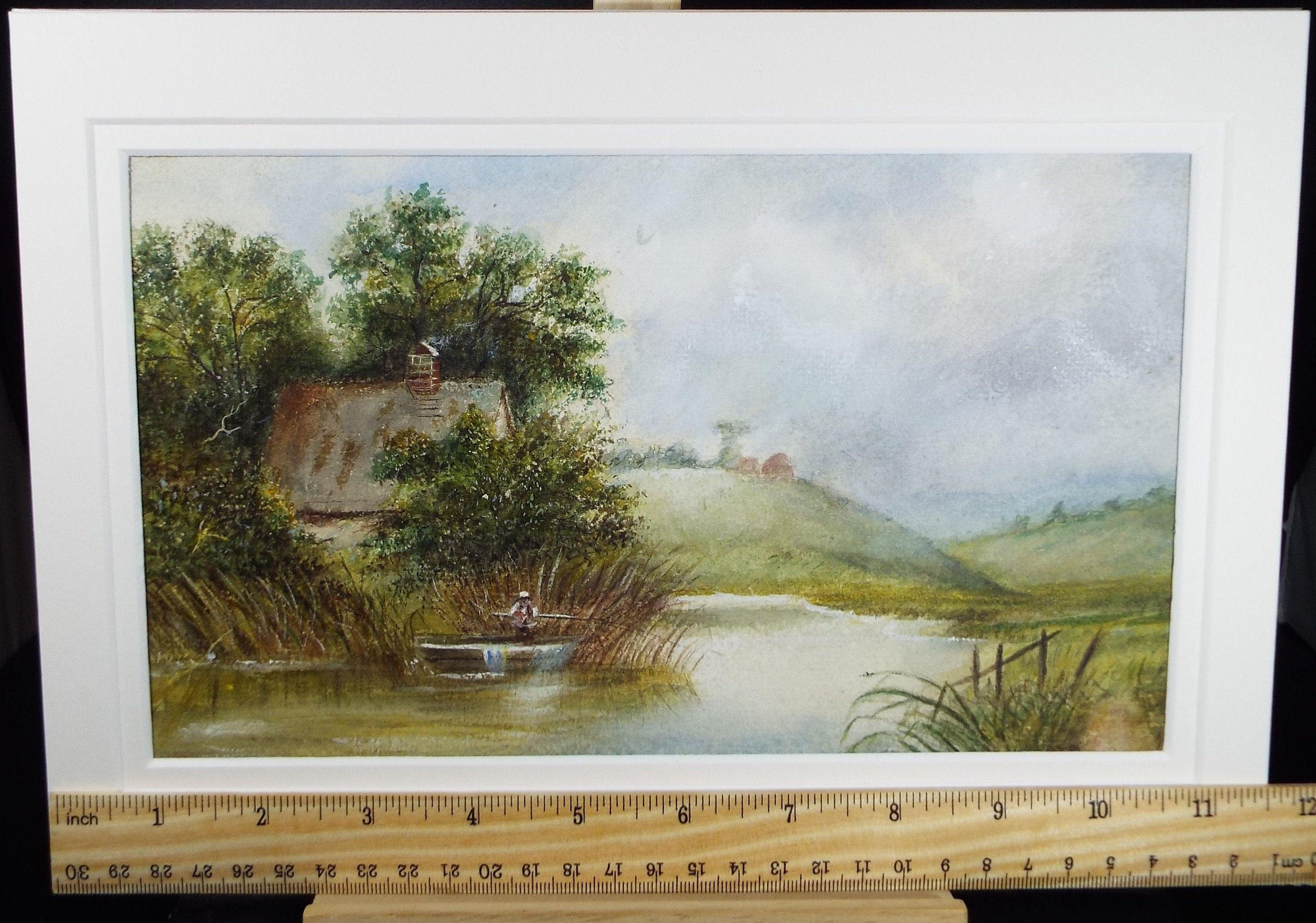 Original Watercolour , 'Riverside Cottage' late 19th Century, Unknown artist