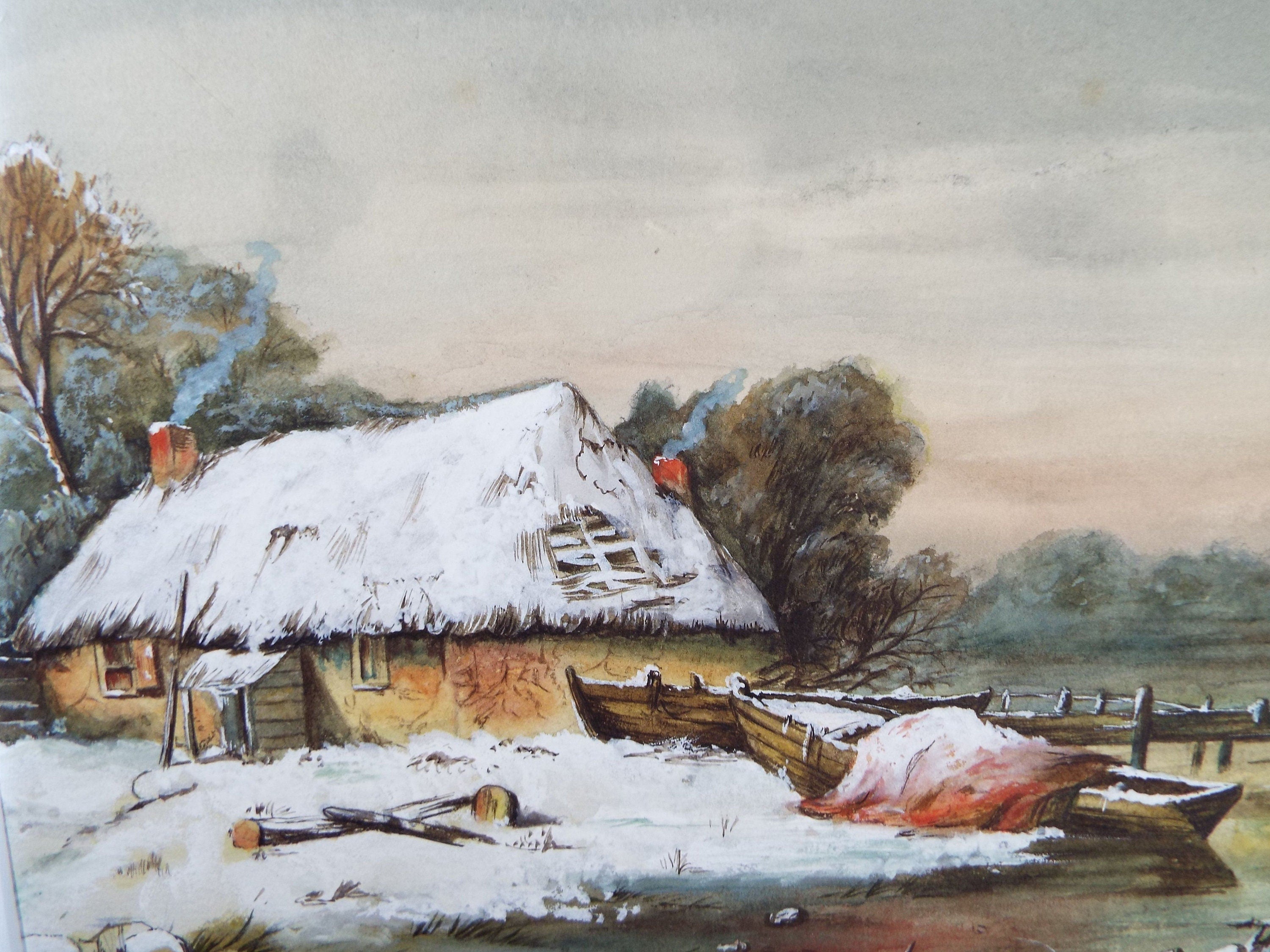 Original Watercolour, ' Winter' late 19th Century, E.C. Williams