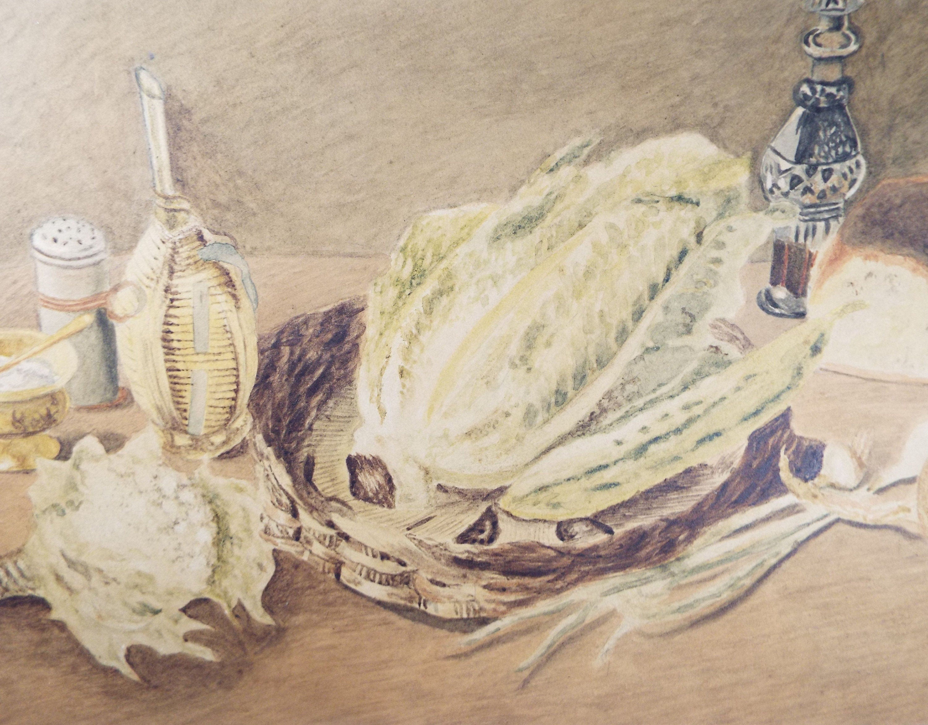 Original Watercolour, Still Life with Vegetables' Early 20th Century