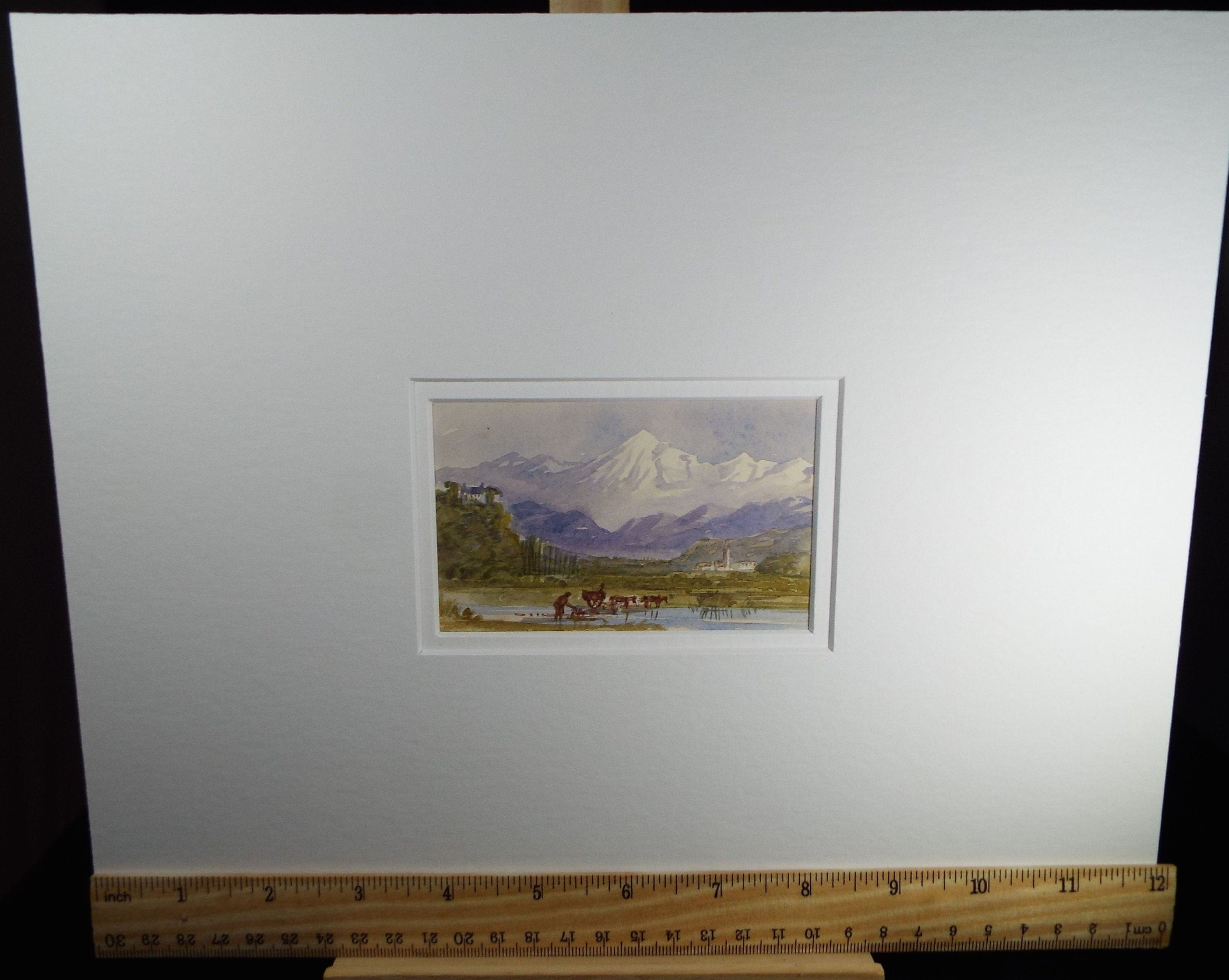 Original Watercolour, 'The French Alps', Elizabeth Blommart, c1860's