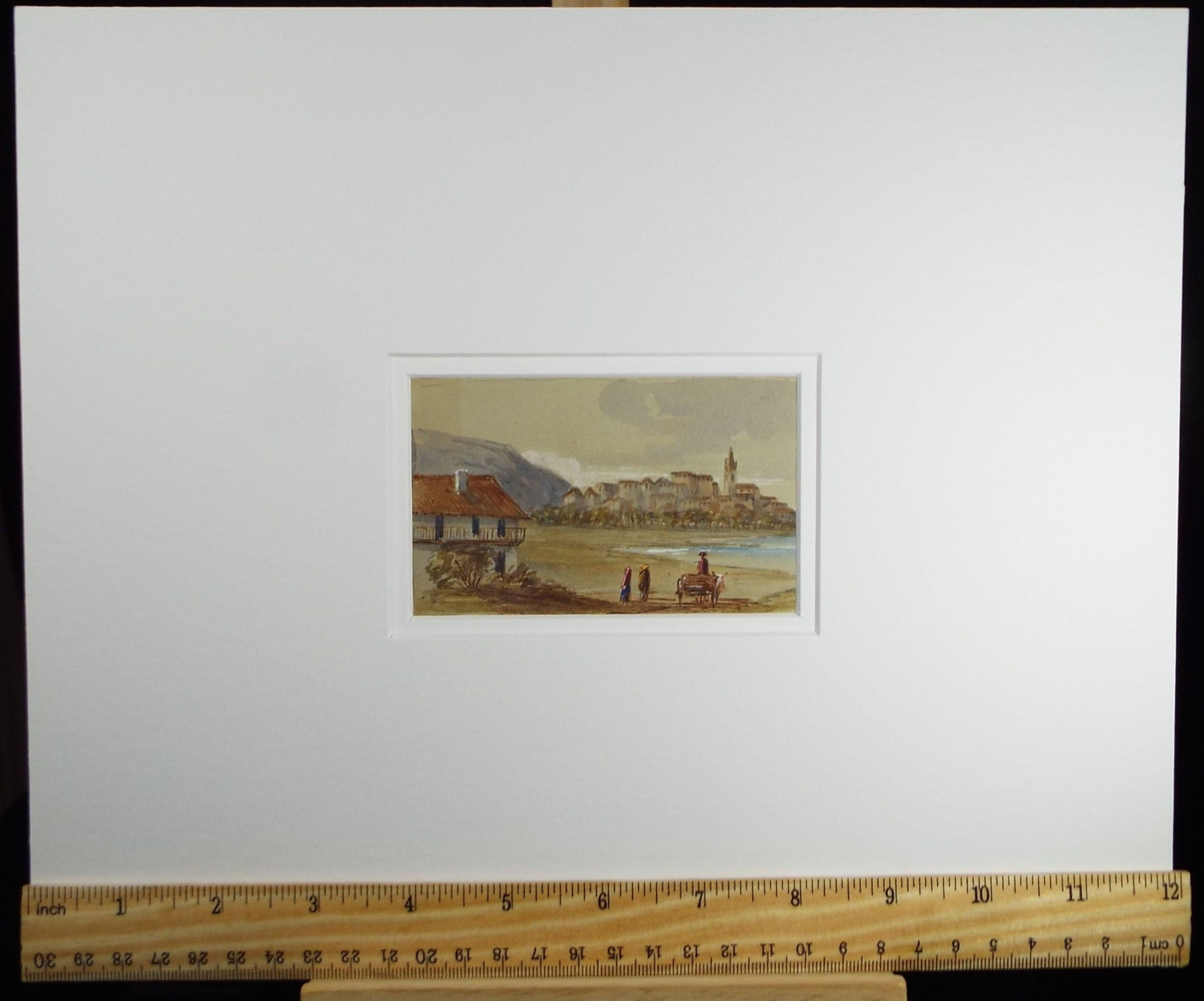 Original Watercolour, 'Bay of Fontarabie', Elizabeth Blommart, c1860's