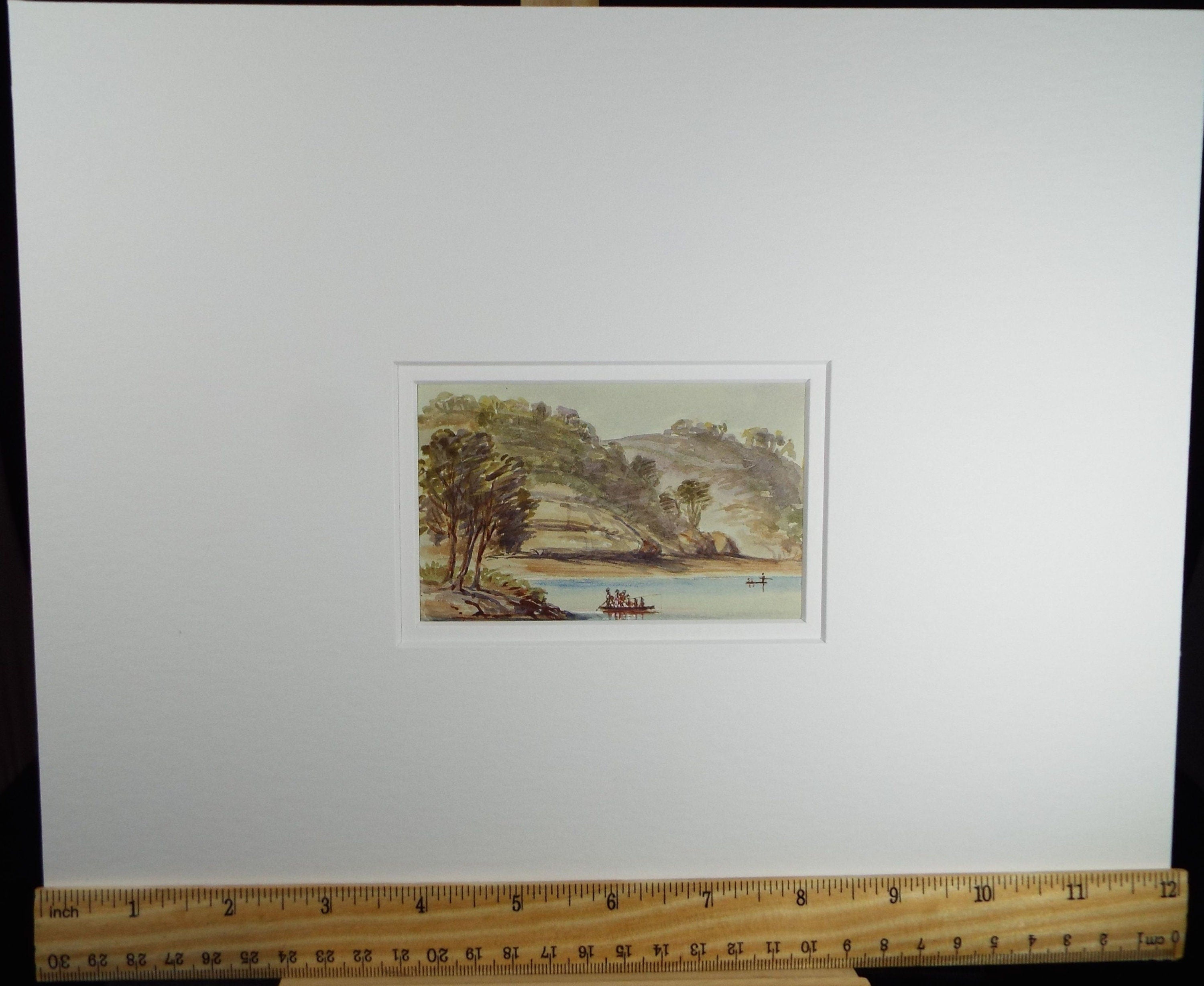 Original Watercolour, 'Boats Approaching a Beach', Elizabeth Blommart, c1860's