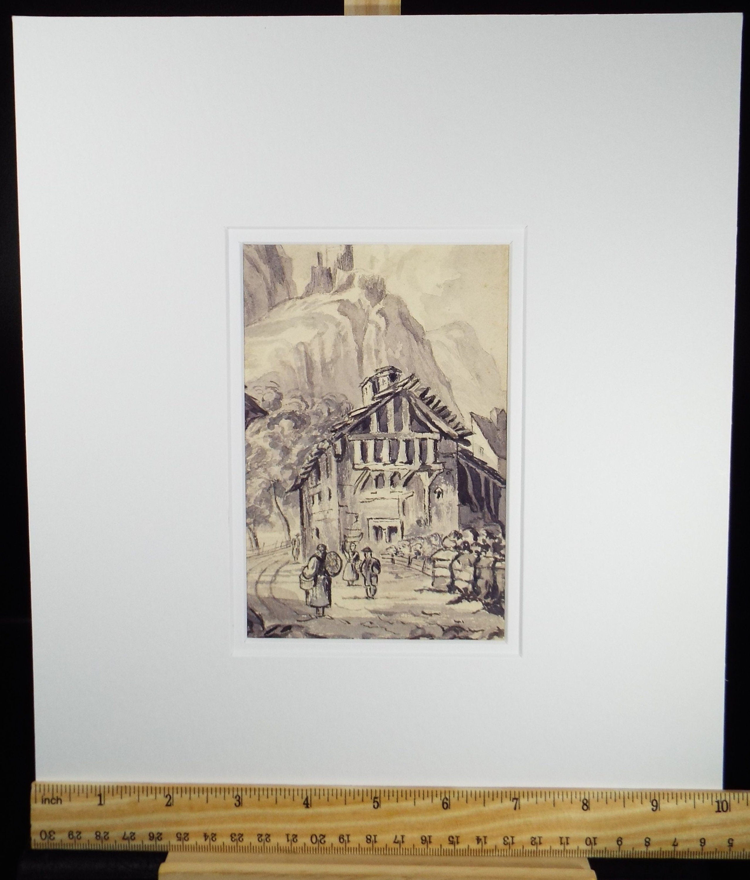 Original Watercolour, 'Continental Street Scene, Circa 1890, Artist Unknown