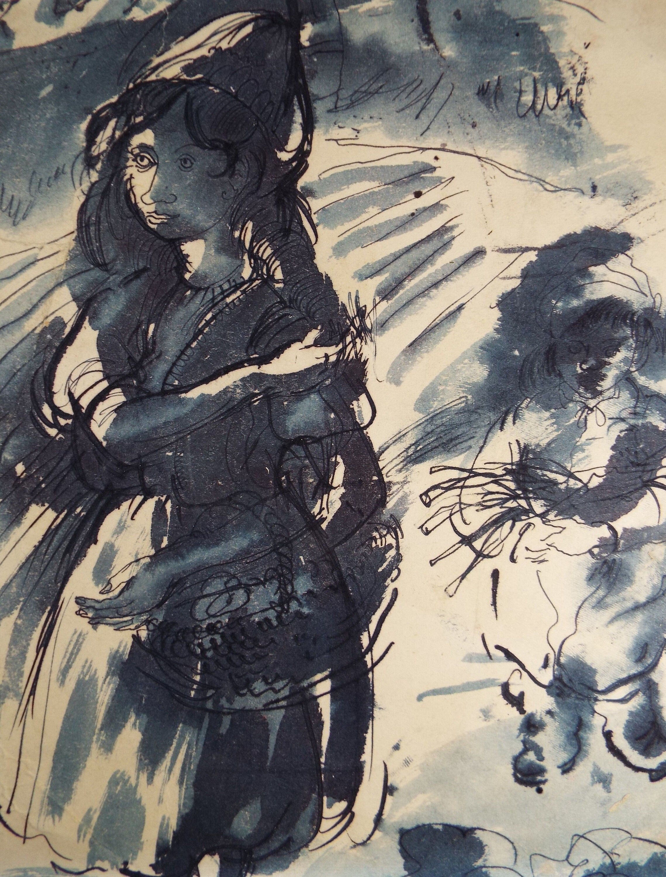 Original ink & Wash, 'Wood Gathering' c1950's - William D Clyne (1922-1981)