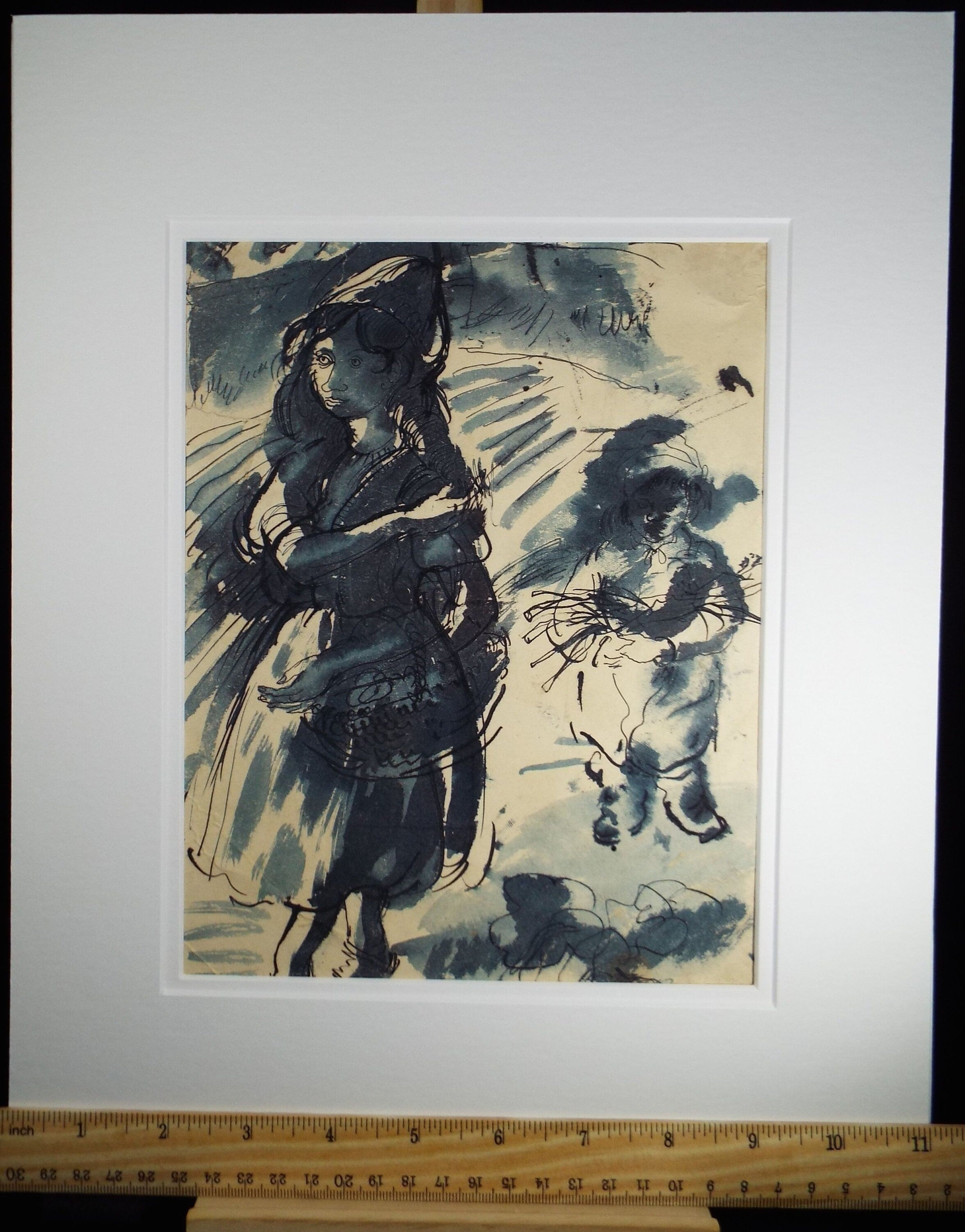 Original ink & Wash, 'Wood Gathering' c1950's - William D Clyne (1922-1981)