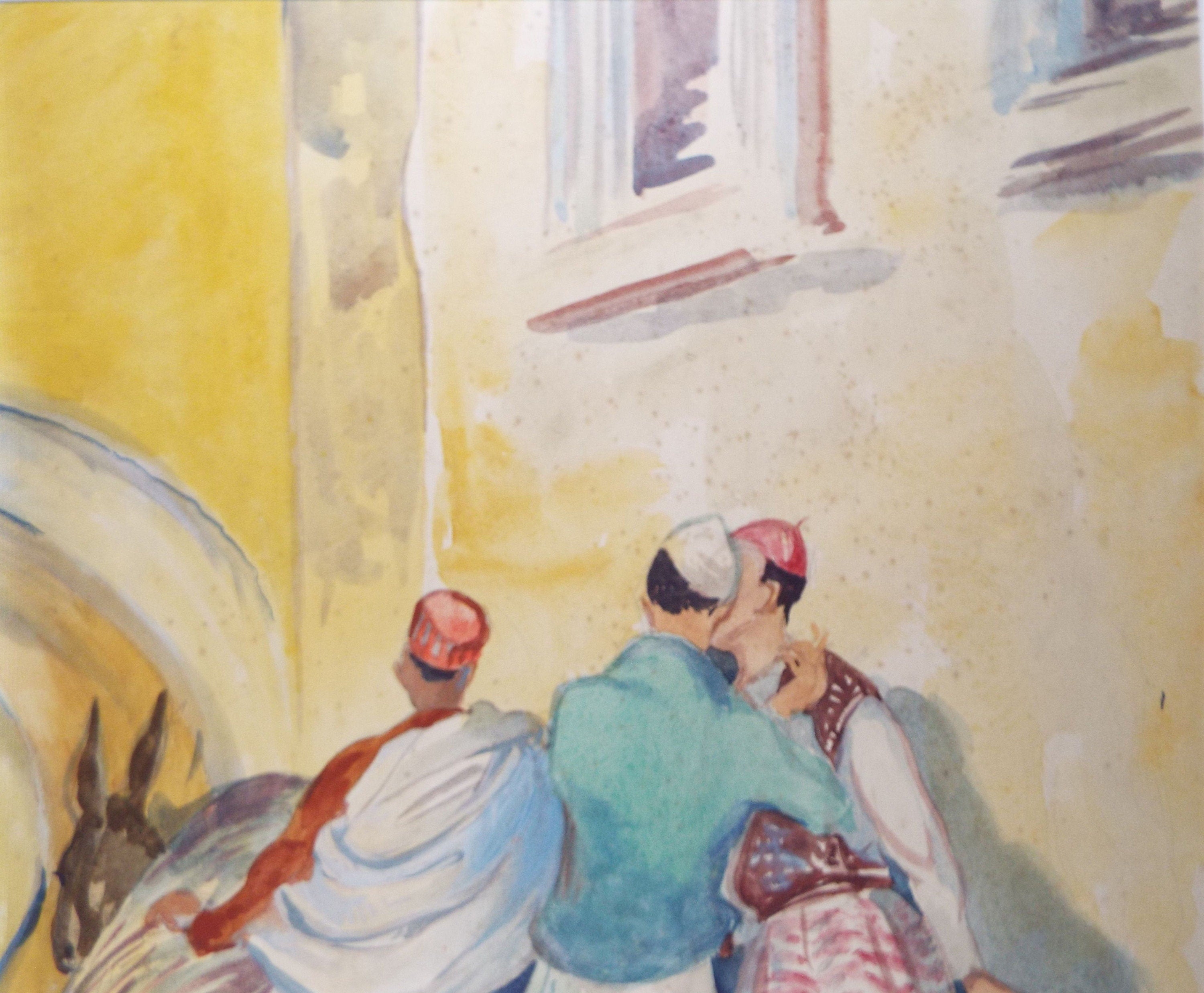 Original Watercolour & Gouache, 'North African Street Scene',c1950's, Ivy T. Attwell (20th Century, British)